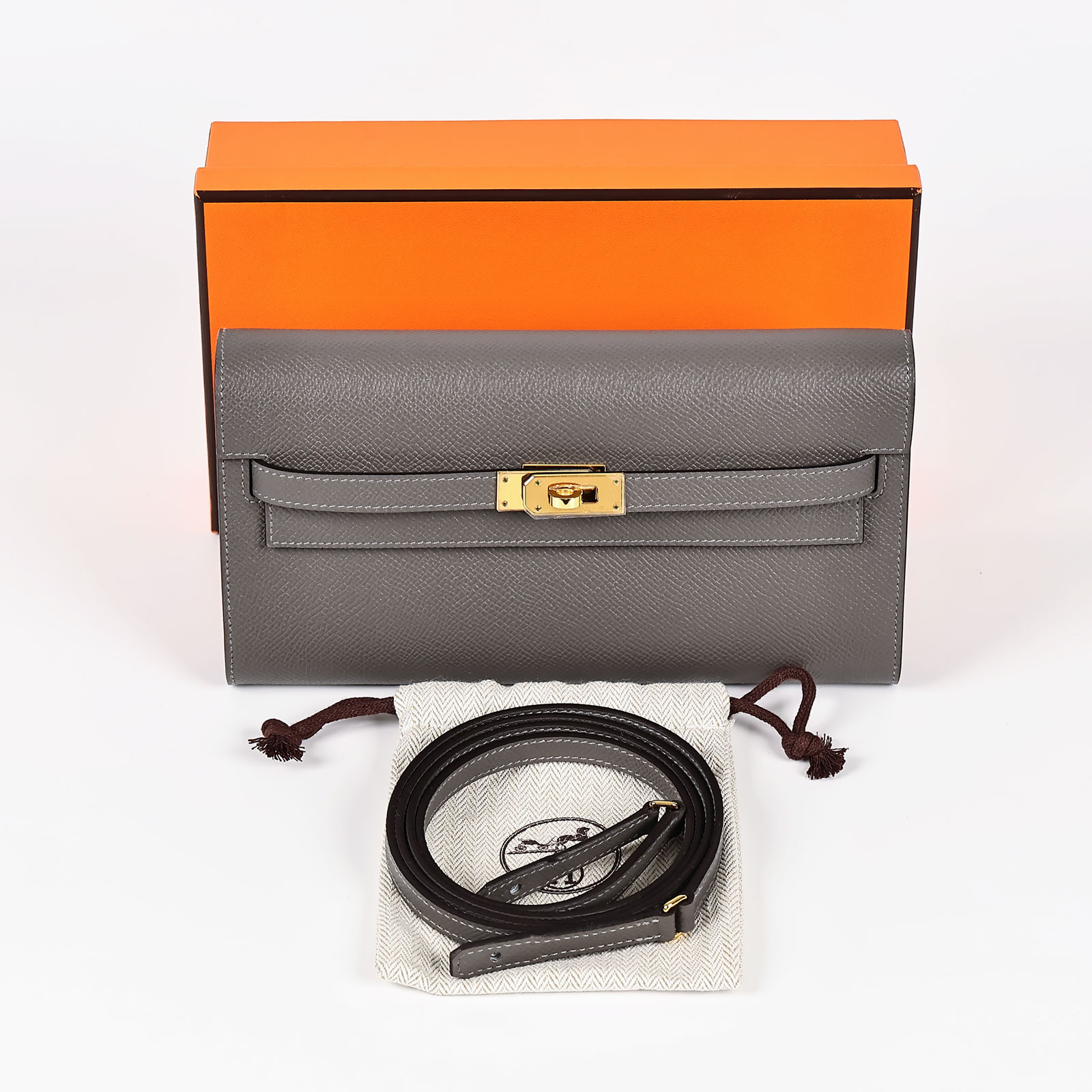 愛馬仕 Hermès Kelly to go 長夾肩背包 KLG U刻 灰KELLY TO GO 原廠盒子