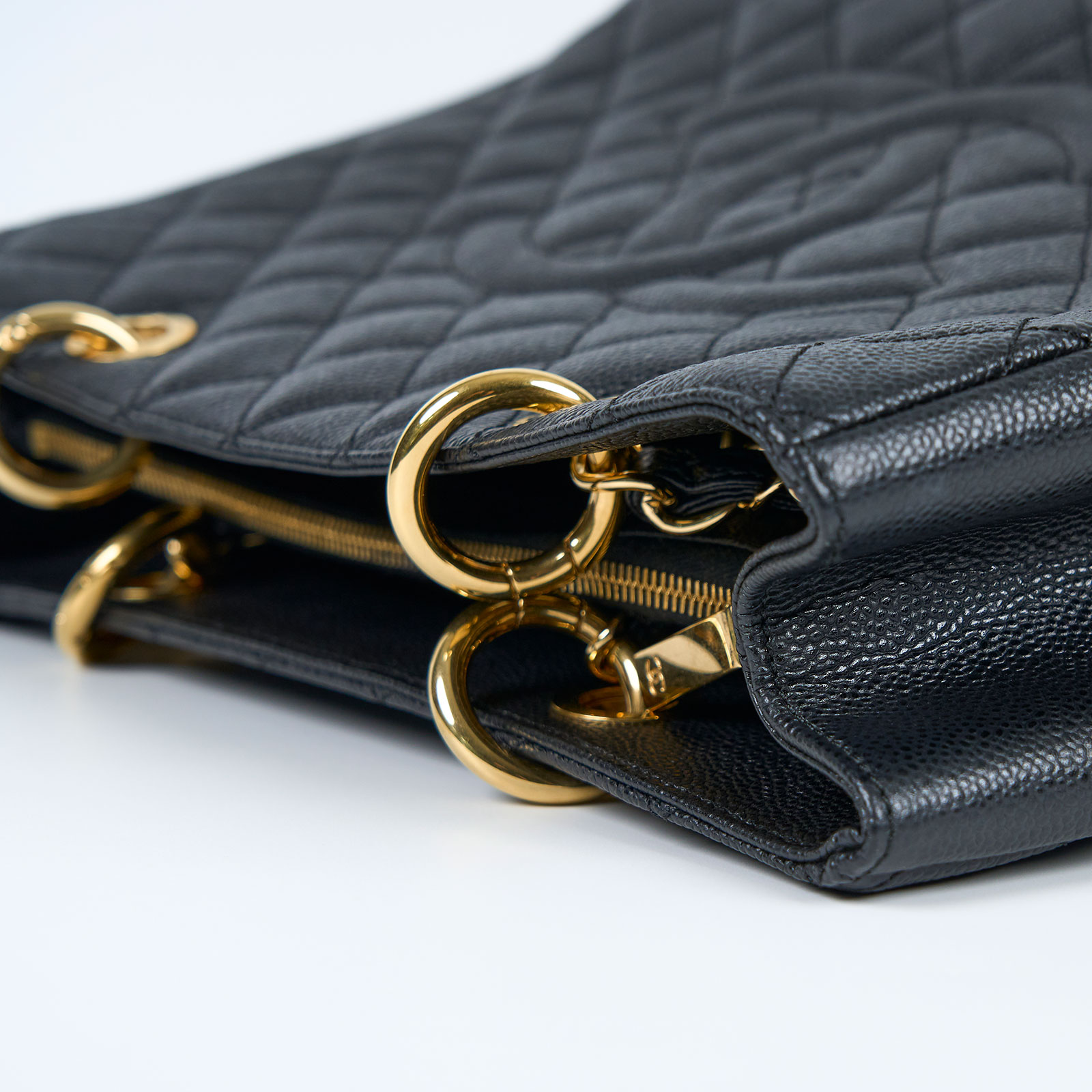 香奈兒 CHANEL GST Grand Shopping Tote CC Logo 菱格 荔枝紋 肩背 托特包  ☆17開黑荔枝GST 保證卡