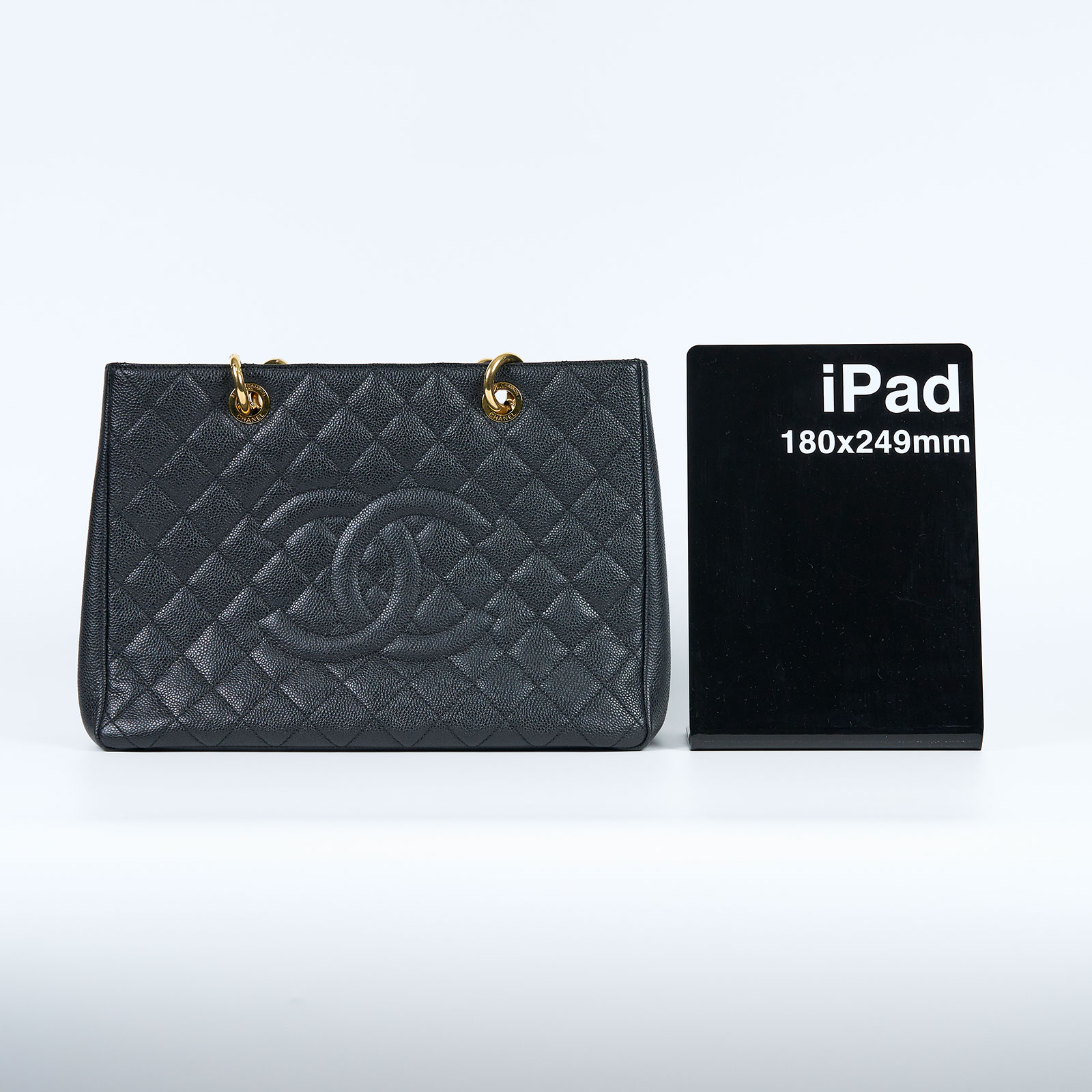 香奈兒 CHANEL GST Grand Shopping Tote CC Logo 菱格 荔枝紋 肩背 托特包  ☆17開黑荔枝GST 保證卡