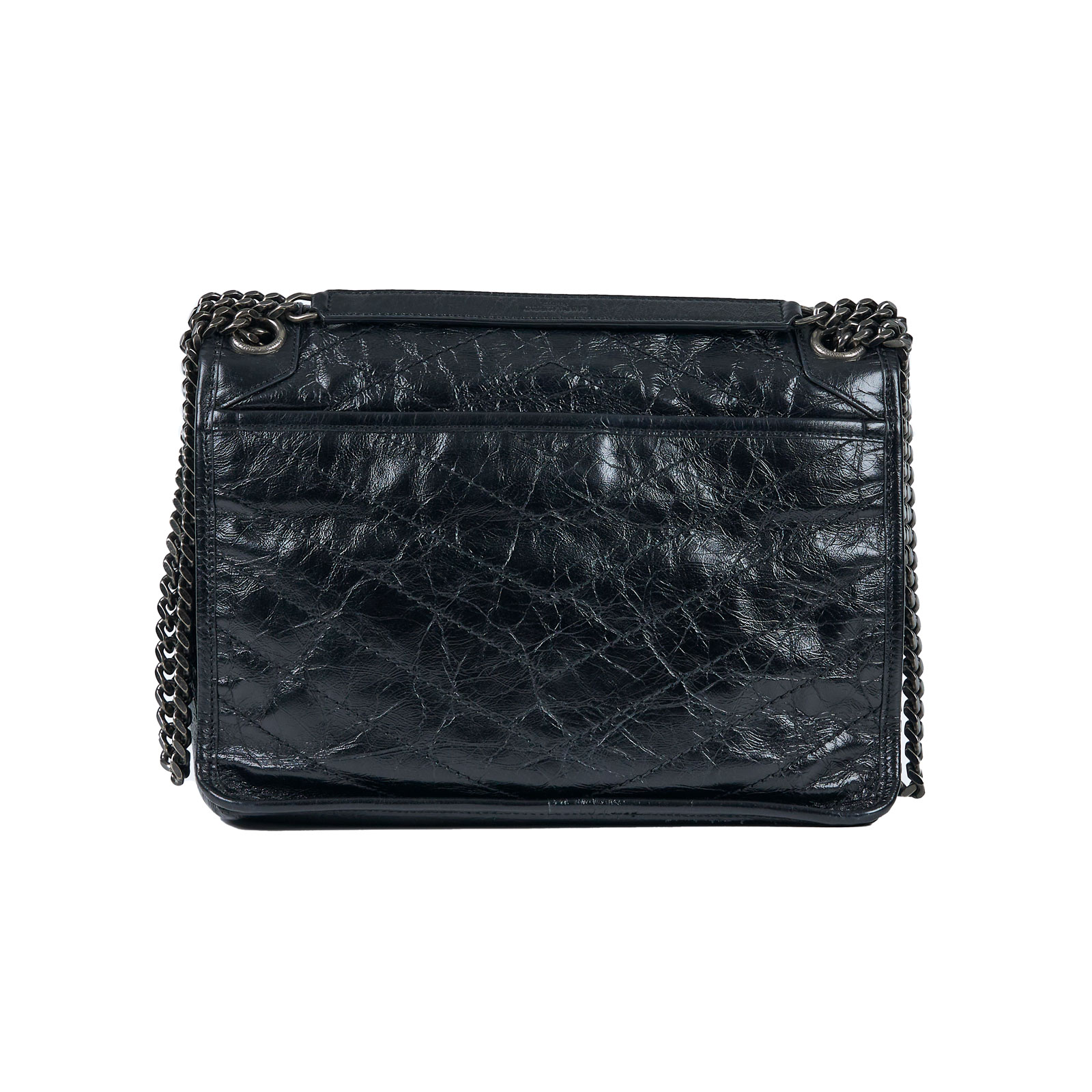 聖羅蘭 YSL SAINT LAURENT NIKI  復古皮革 山型紋 翻蓋 肩背包 中號 498894 ☆黑NIKI MEDIUM 防塵袋/購買證明