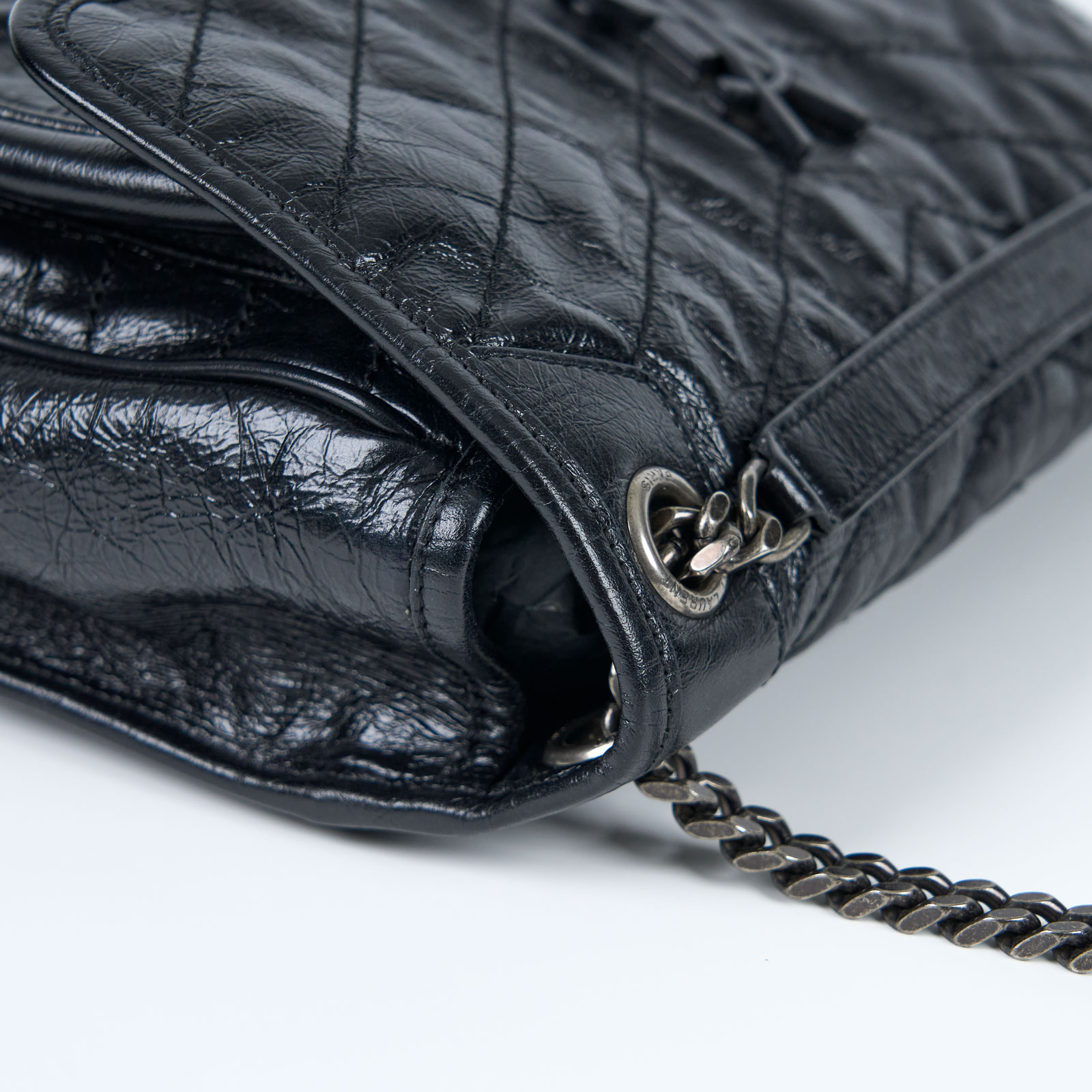聖羅蘭 YSL SAINT LAURENT NIKI  復古皮革 山型紋 翻蓋 肩背包 中號 498894 ☆黑NIKI MEDIUM 防塵袋/購買證明