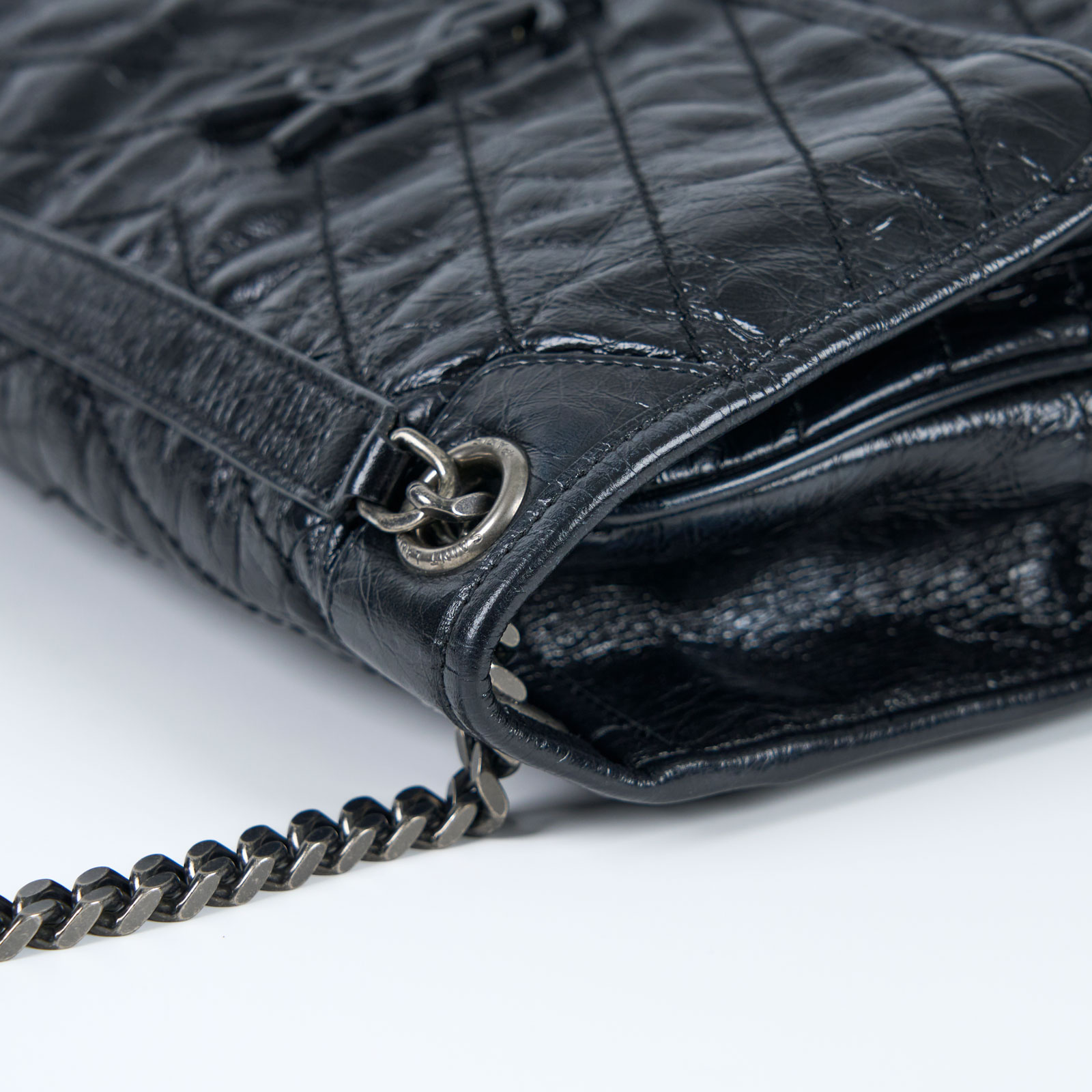 聖羅蘭 YSL SAINT LAURENT NIKI  復古皮革 山型紋 翻蓋 肩背包 中號 498894 ☆黑NIKI MEDIUM 防塵袋/購買證明