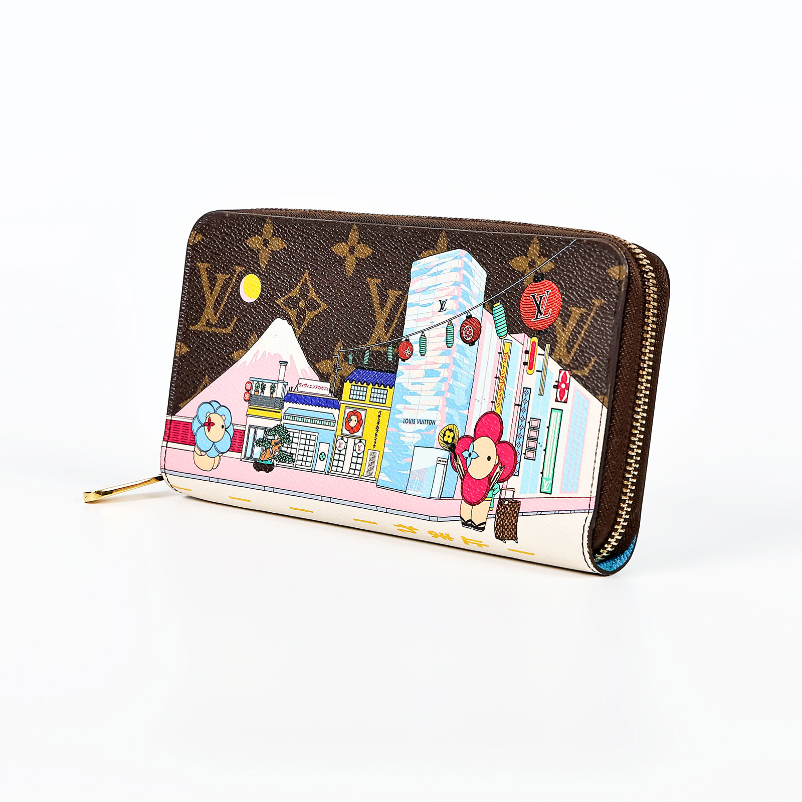 路易威登 LOUIS VUITTON 錢包 富士山 塗鴉 拉鍊 長夾 M81630 晶片款 原花Vivienne富士山拉鍊夾 原廠盒子/防塵袋