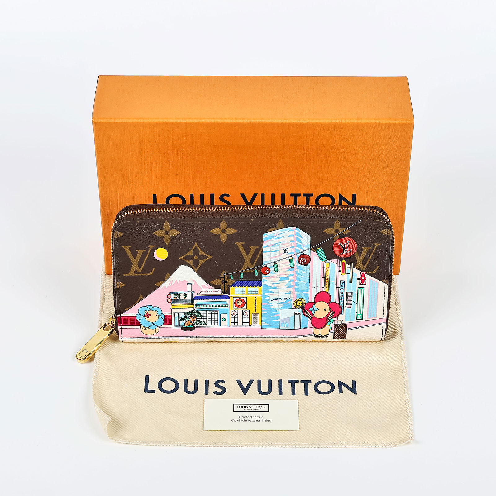 路易威登 LOUIS VUITTON 錢包 富士山 塗鴉 拉鍊 長夾 M81630 晶片款 原花Vivienne富士山拉鍊夾 原廠盒子/防塵袋