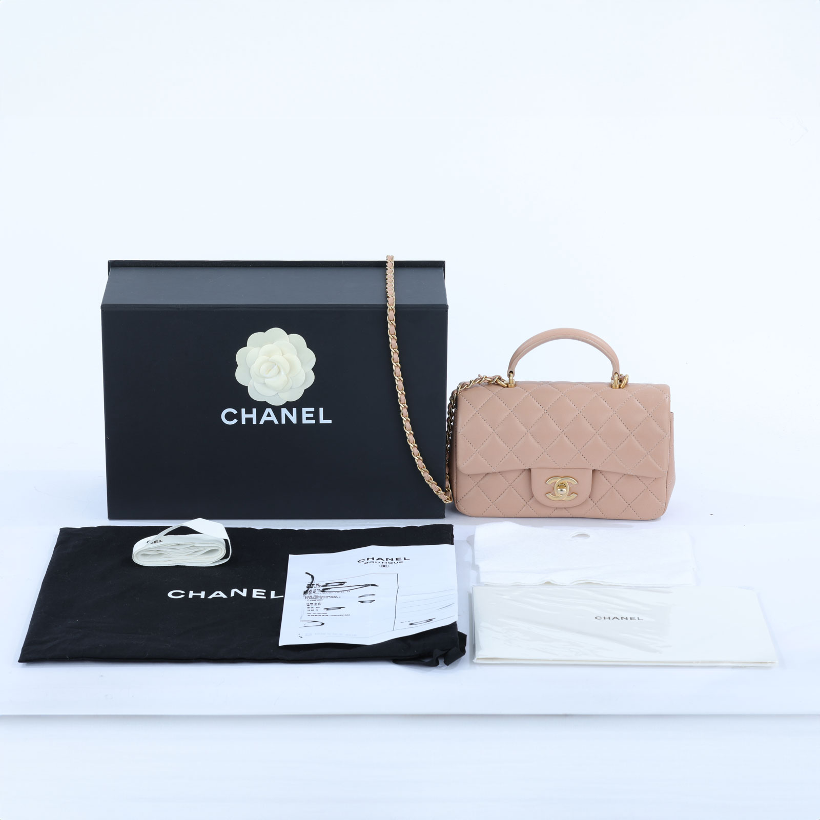 香奈兒 CHANEL Coco 20  肩背 斜背 迷你 口蓋包 AS2431 晶片款 奶茶色提把COCO20 原廠盒子/防塵袋/購買證明影本