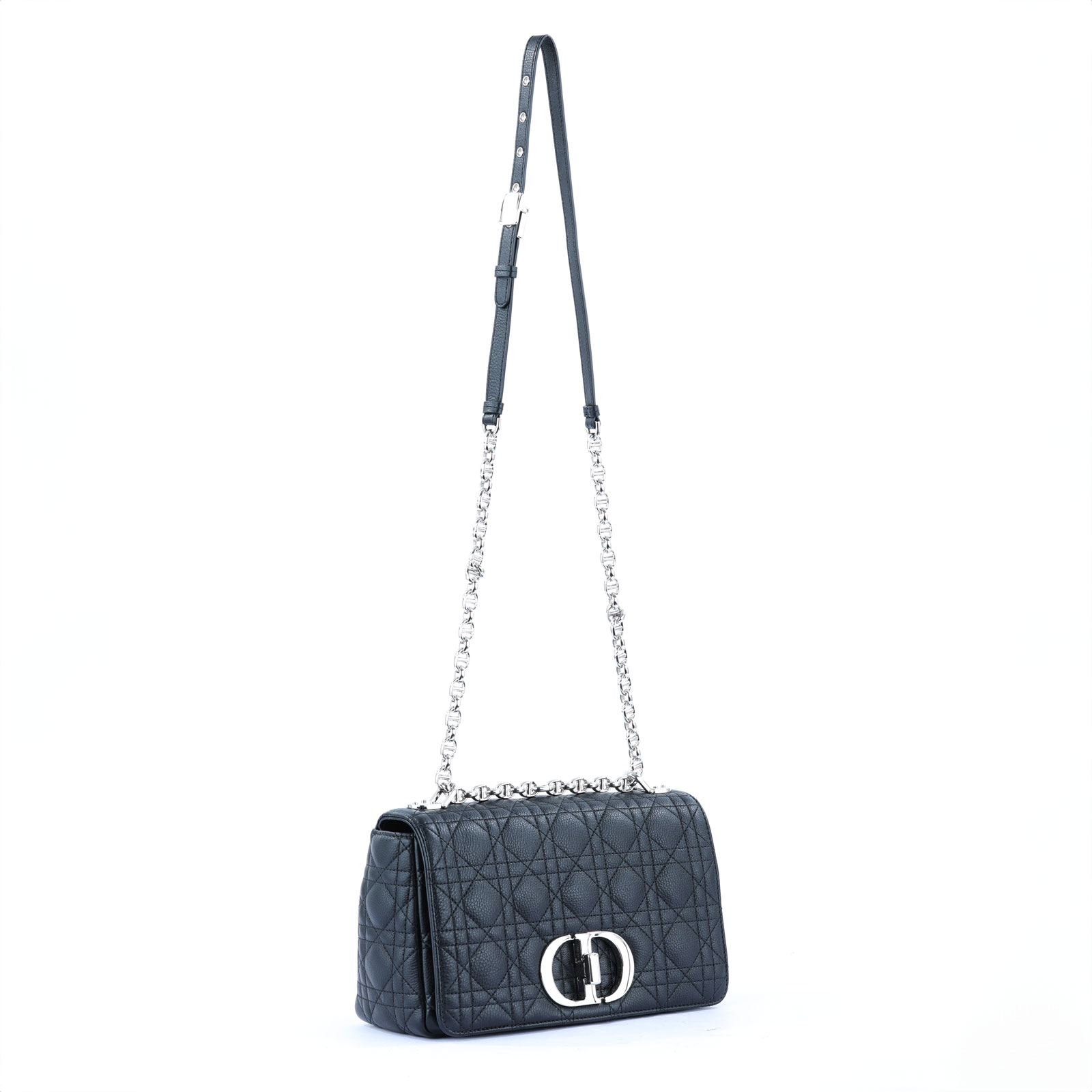 迪奧 CHRISTIAN DIOR Caro 中型 斜背 手提包 黑色絎縫 小牛皮 M9242UNGK 黑CARO MEDIUM 無附屬品