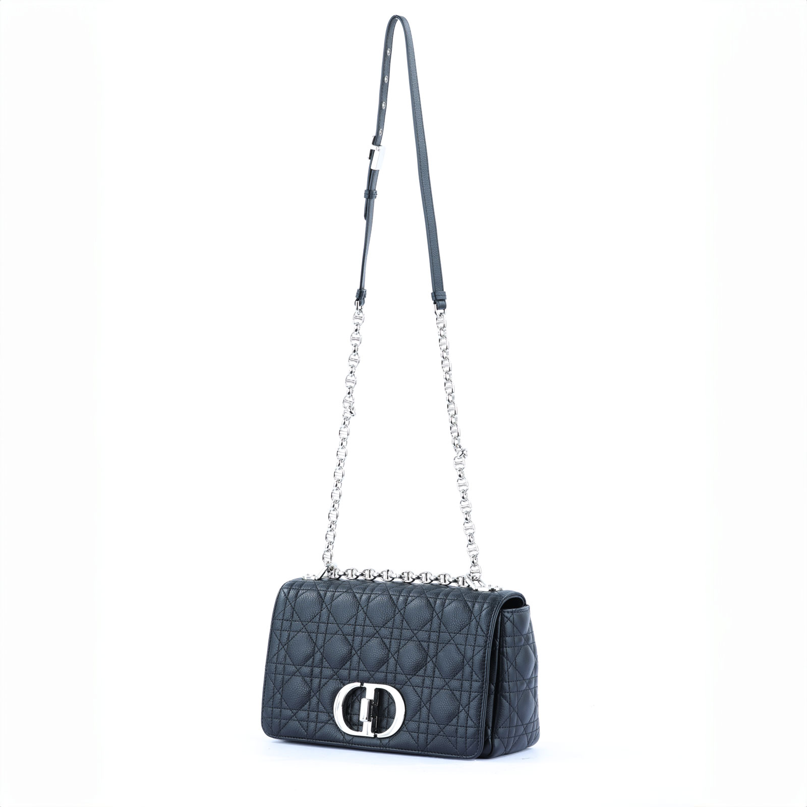 迪奧 CHRISTIAN DIOR Caro 中型 斜背 手提包 黑色絎縫 小牛皮 M9242UNGK 黑CARO MEDIUM 無附屬品