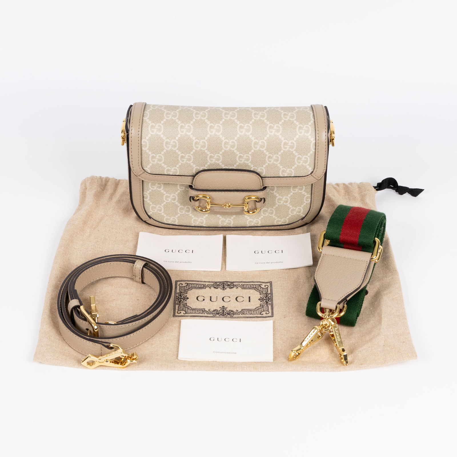 古馳 GUCCI Horsebit 1955 迷你 馬鞍包 658574 米白 1955 MINI 防塵袋