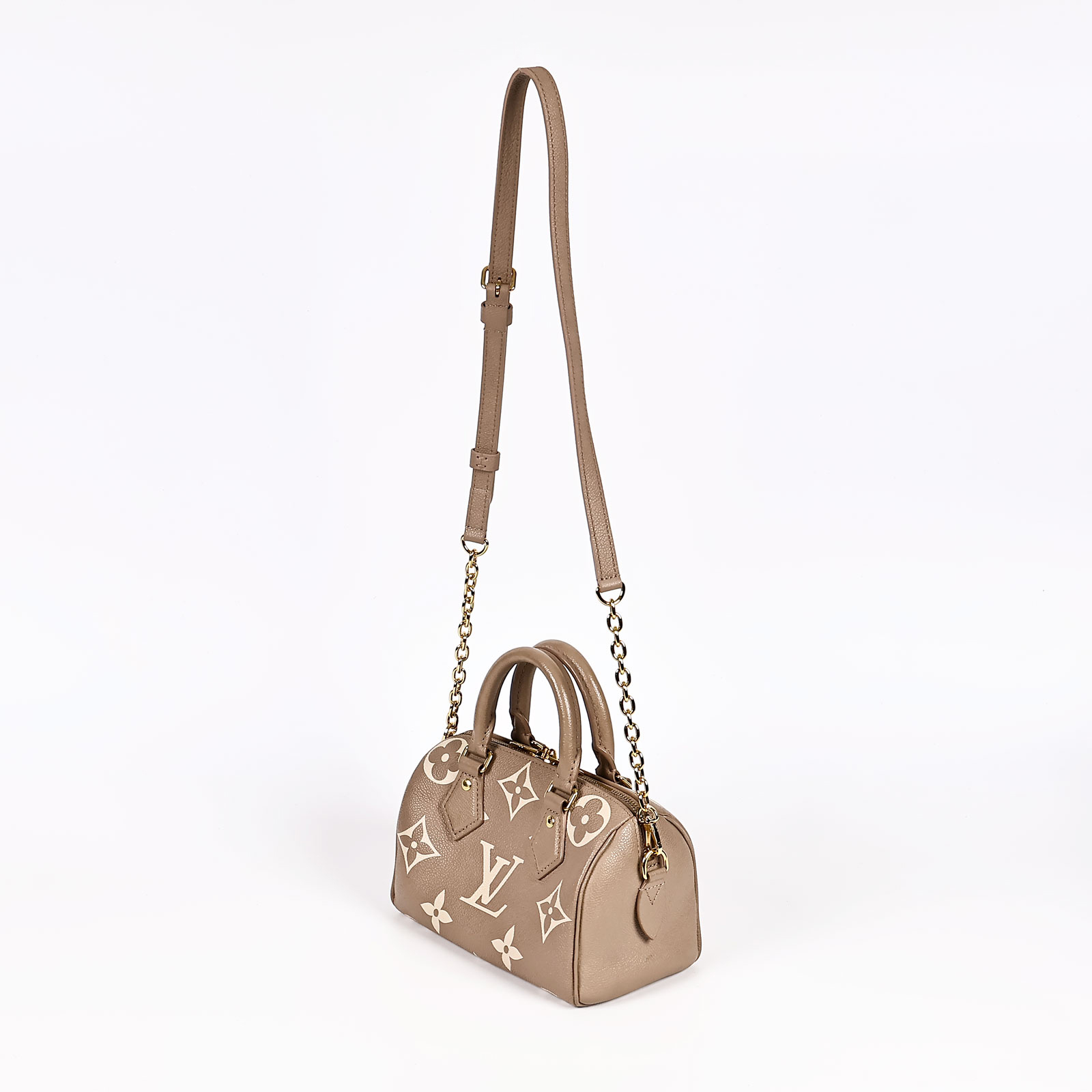 路易威登 LOUIS VUITTON Speedy Bandoulière  20 雙色 手提 斜背 波士頓包 M46575 晶片款  原廠盒子/購買證明/鎖組