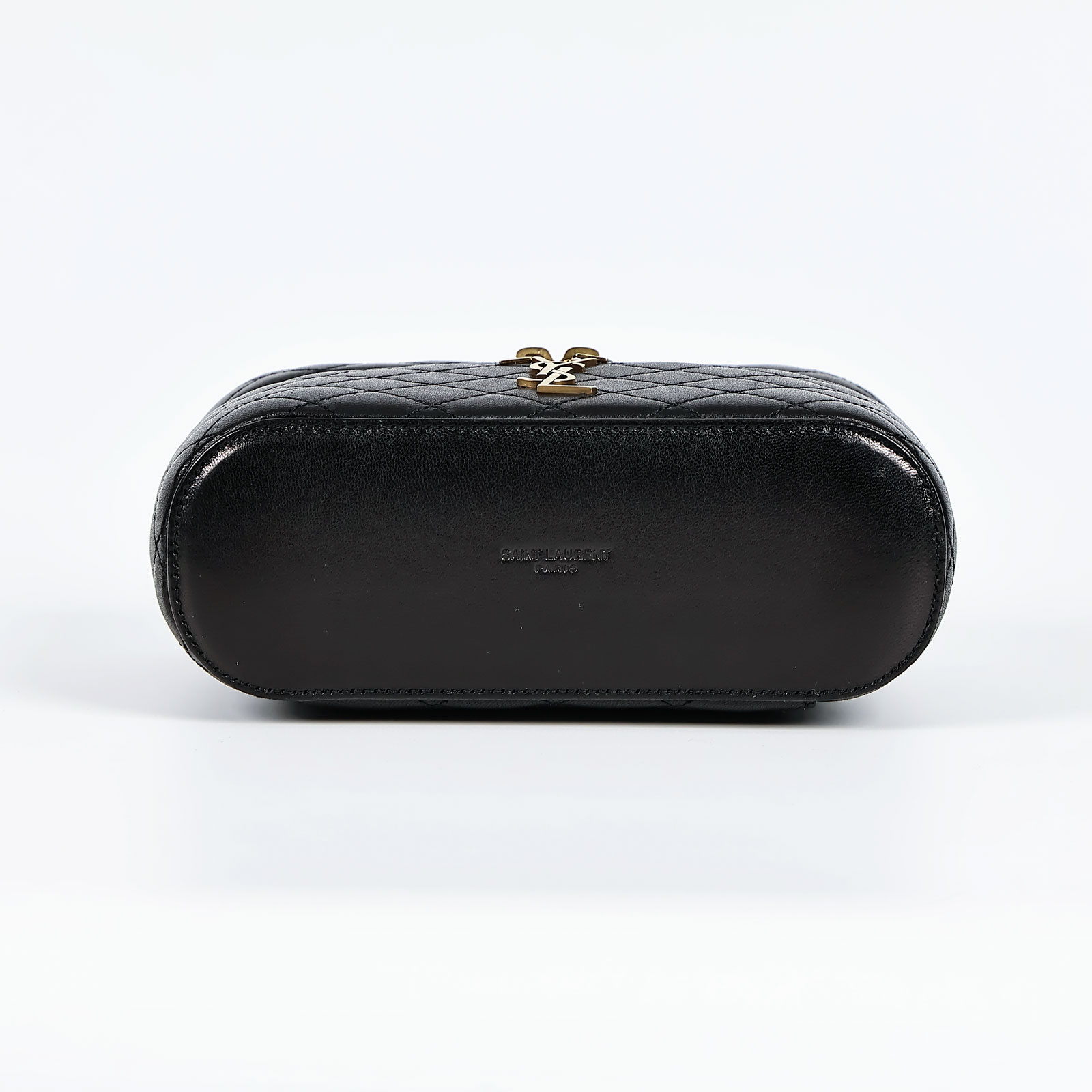 聖羅蘭 YSL SAINT LAURENT Gaby Vanity Bbag 小羊皮 肩帶 手拿包 7667311EL07 黑化妝盒肩背包 原廠盒子/防塵袋