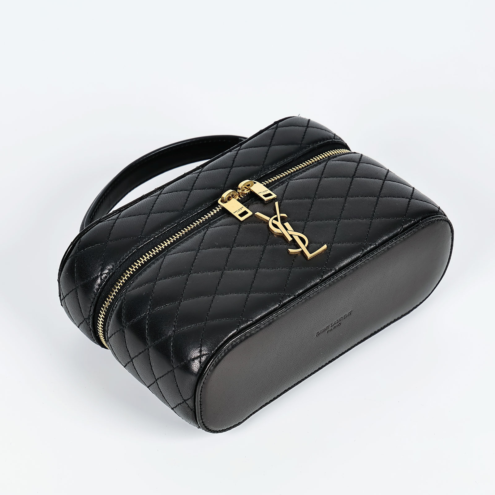 聖羅蘭 YSL SAINT LAURENT Gaby Vanity Bbag 小羊皮 肩帶 手拿包 7667311EL07 黑化妝盒肩背包 原廠盒子/防塵袋