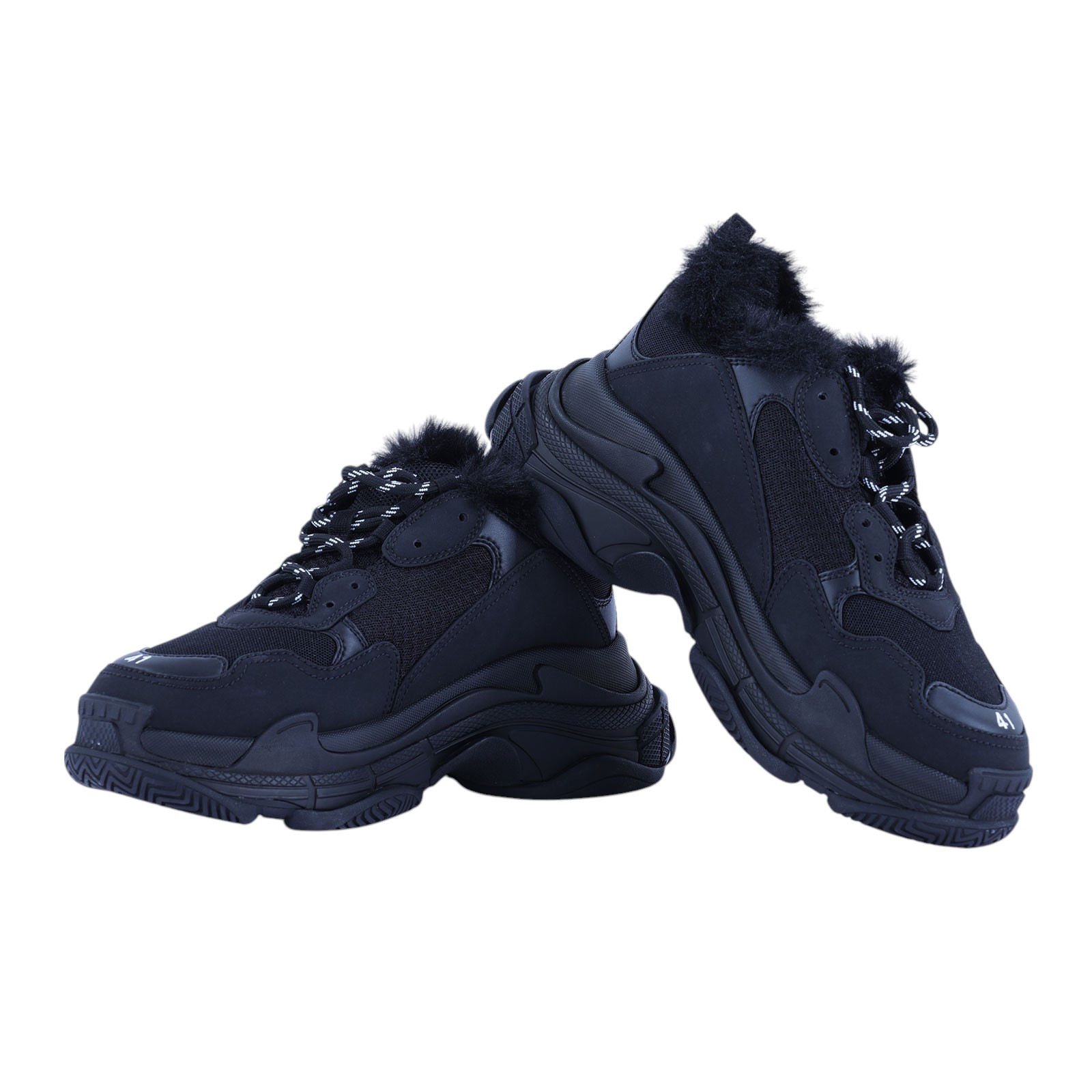 巴黎世家 BALENCIAGA Triple S 668563W3CQ5_41 黑Triple S毛毛秋冬款 #41 防塵袋/原廠盒子