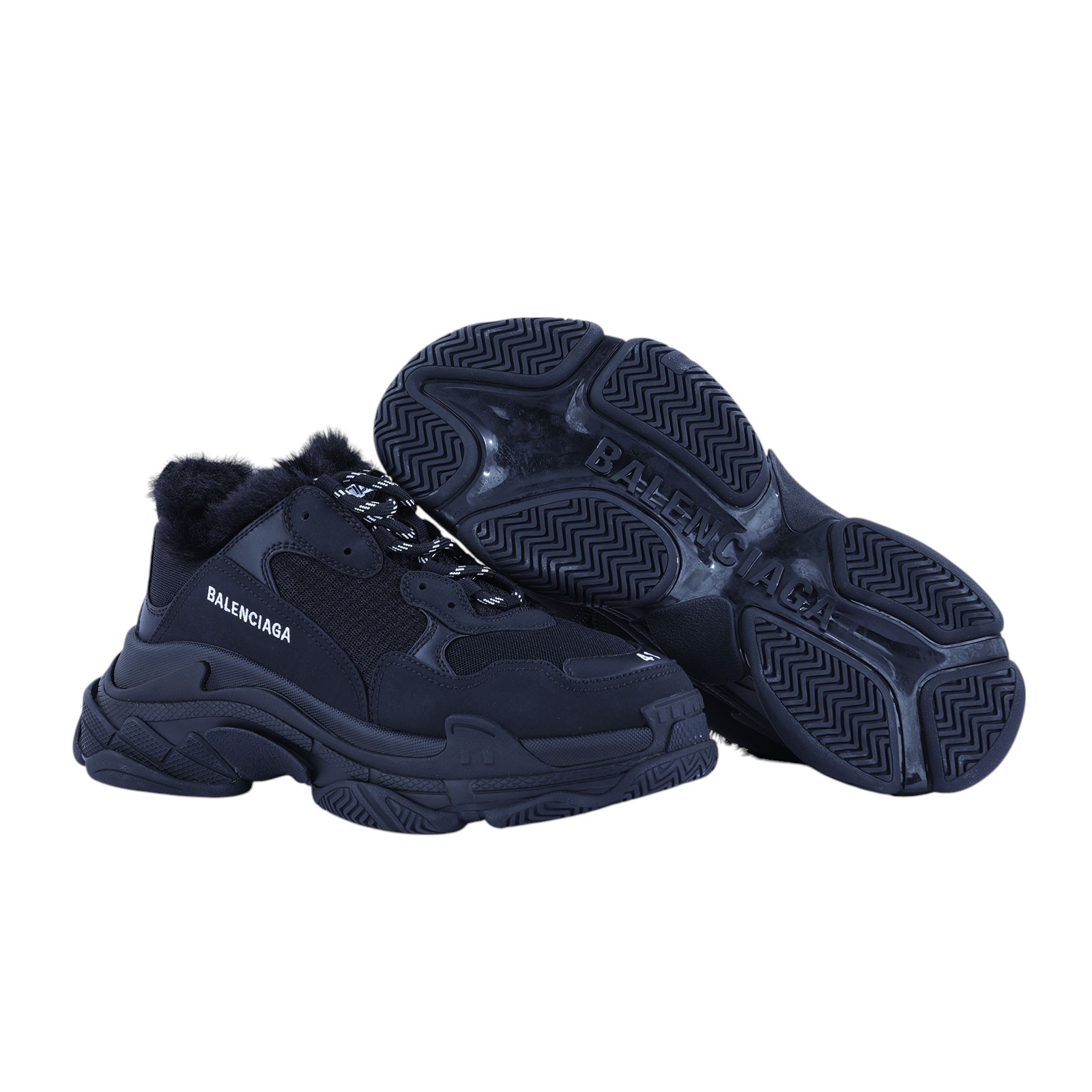 巴黎世家 BALENCIAGA Triple S 668563W3CQ5_41 黑Triple S毛毛秋冬款 #41 防塵袋/原廠盒子