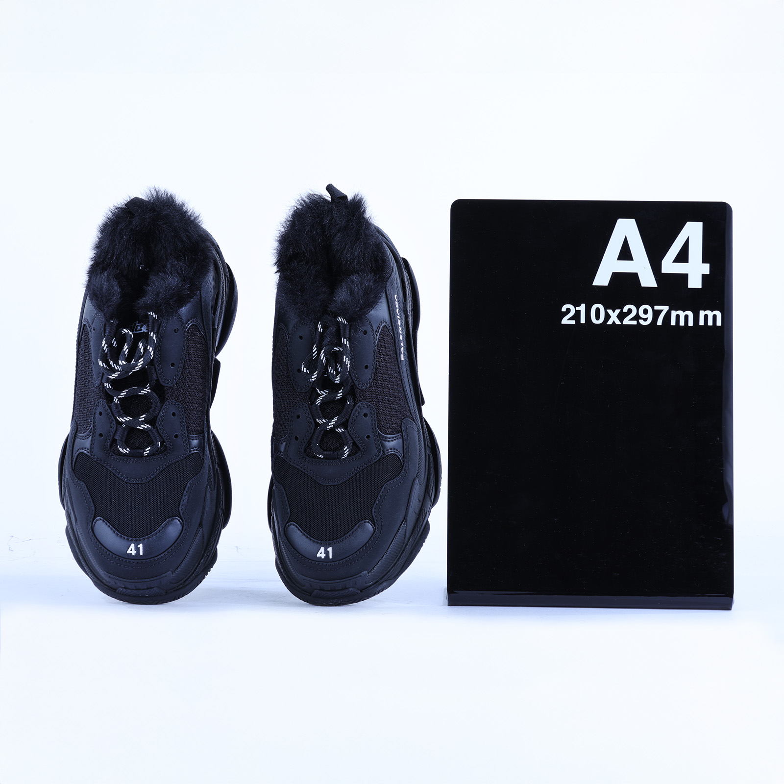巴黎世家 BALENCIAGA Triple S 668563W3CQ5_41 黑Triple S毛毛秋冬款 #41 防塵袋/原廠盒子