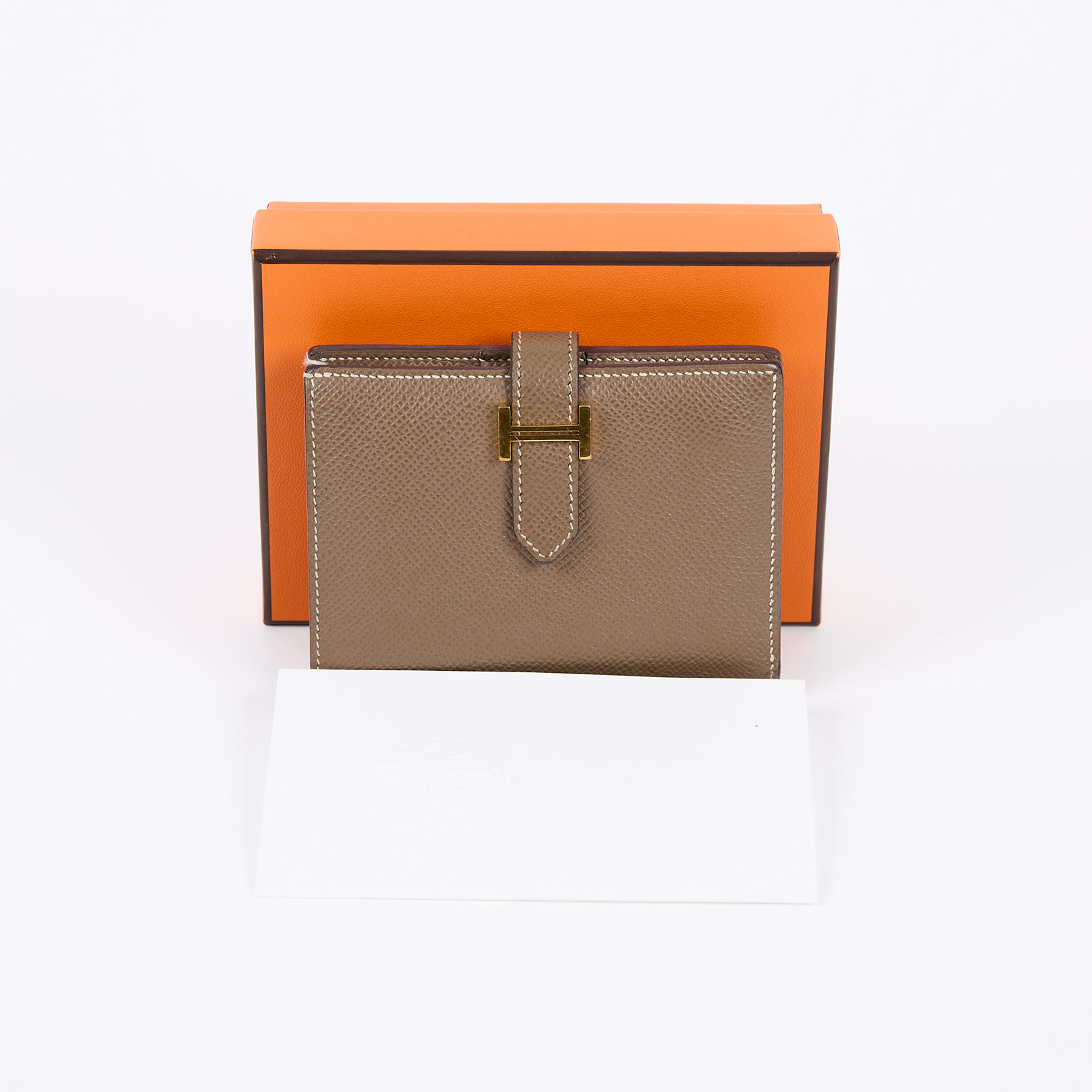 愛馬仕 Hermès Bearn 短夾 BEARN B刻 大象灰BEARN短夾 原廠盒子/購買證明