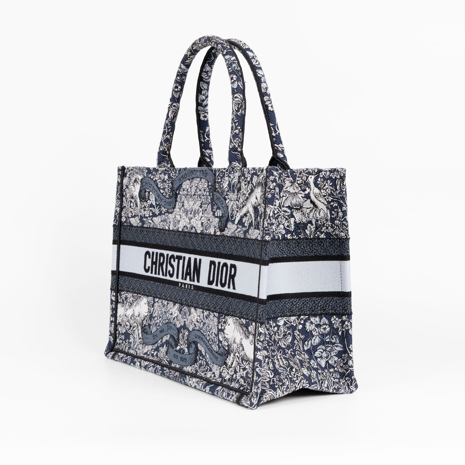 迪奧 CHRISTIAN DIOR Book Tote 中型 托特包 米色 藍色 M1296ZEDO  原廠盒子/防塵袋/保證卡/購買證明影本