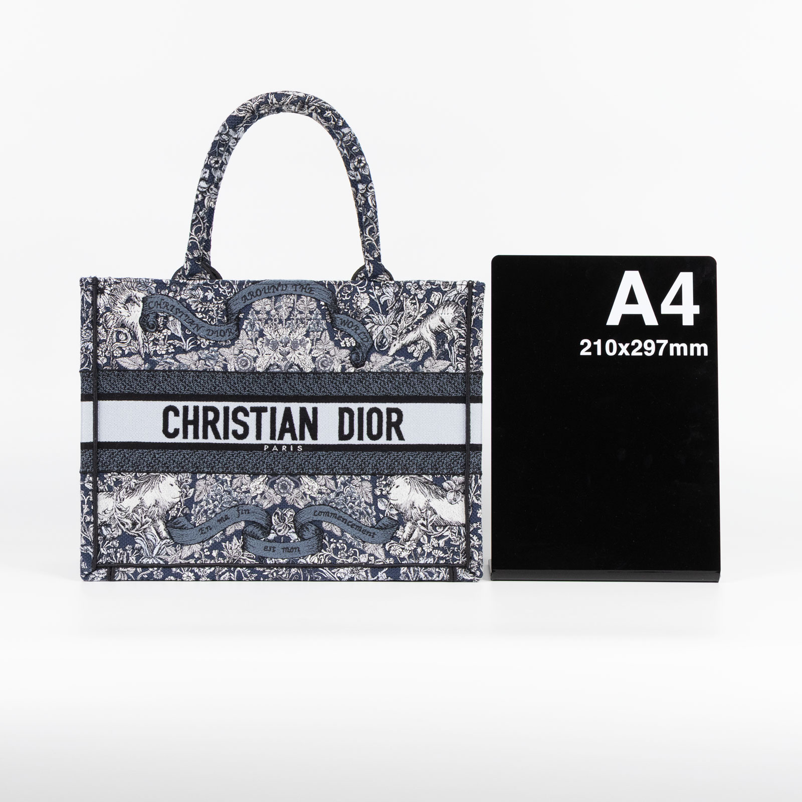 迪奧 CHRISTIAN DIOR Book Tote 中型 托特包 米色 藍色 M1296ZEDO  原廠盒子/防塵袋/保證卡/購買證明影本
