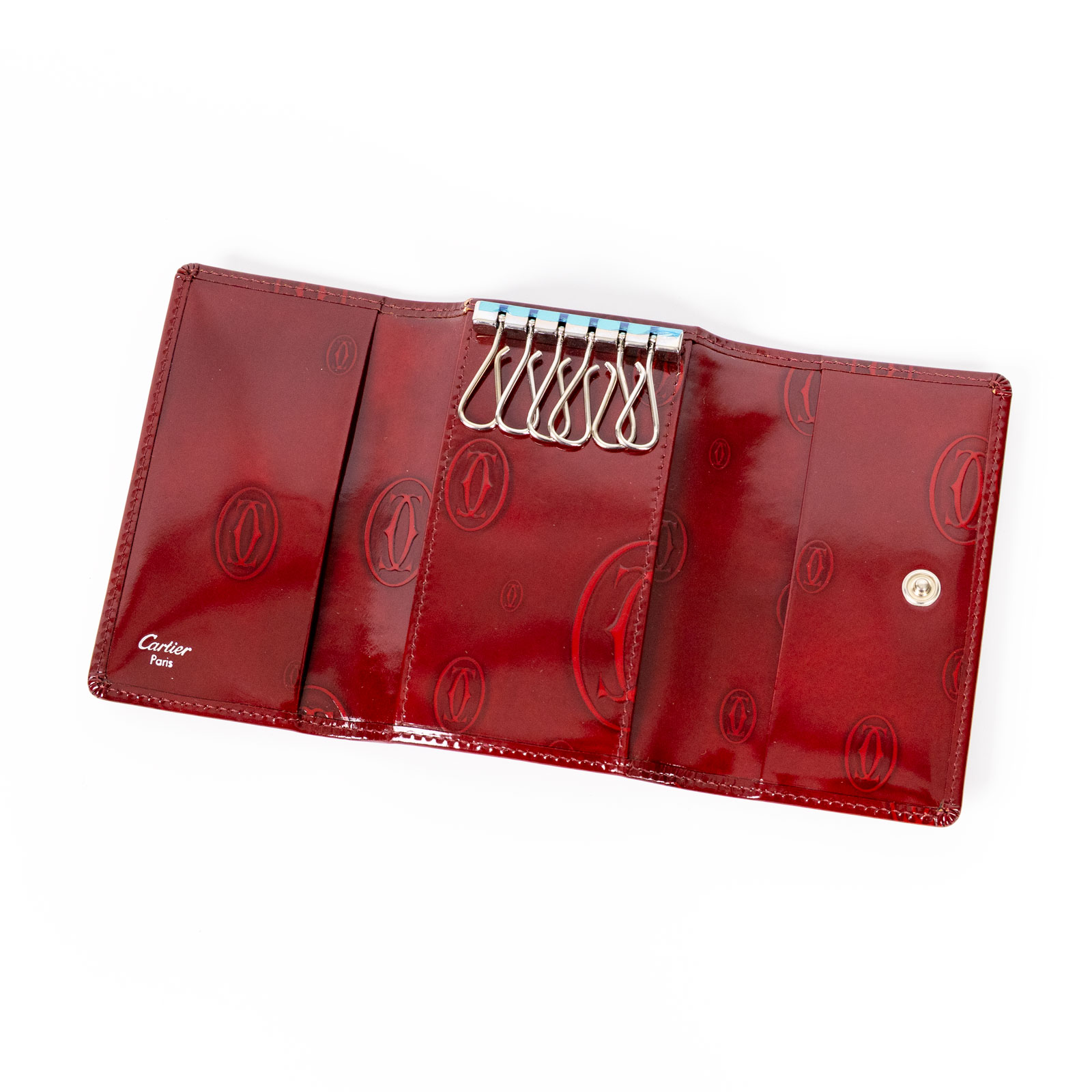 卡地亞 CARTIER 小型皮具 6鍵 鑰匙圈 L3000929 紅色漆皮鑰匙包 原廠盒子/保證卡