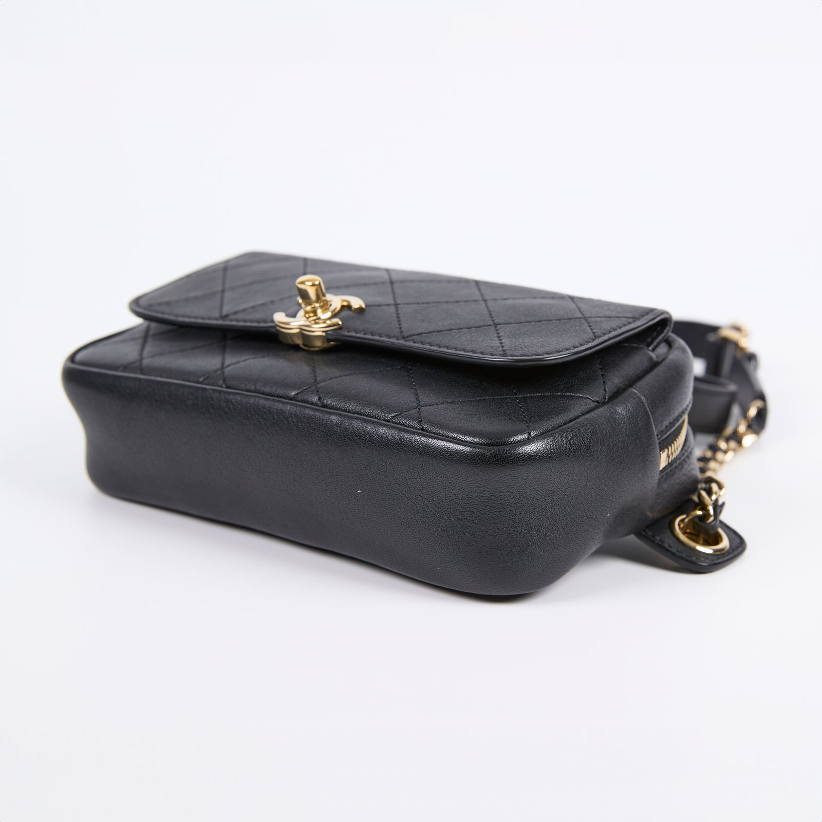香奈兒 CHANEL 方形 腰包 AS0142 26開 黑菱格胸包 防塵袋/保證卡/購買證明