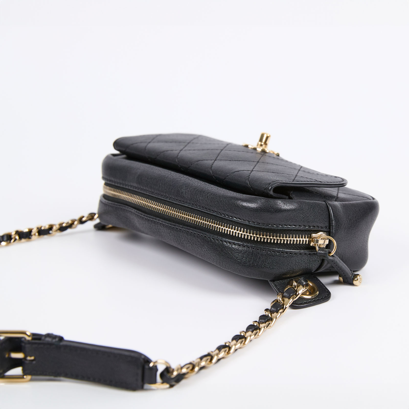 香奈兒 CHANEL 方形 腰包 AS0142 26開 黑菱格胸包 防塵袋/保證卡/購買證明
