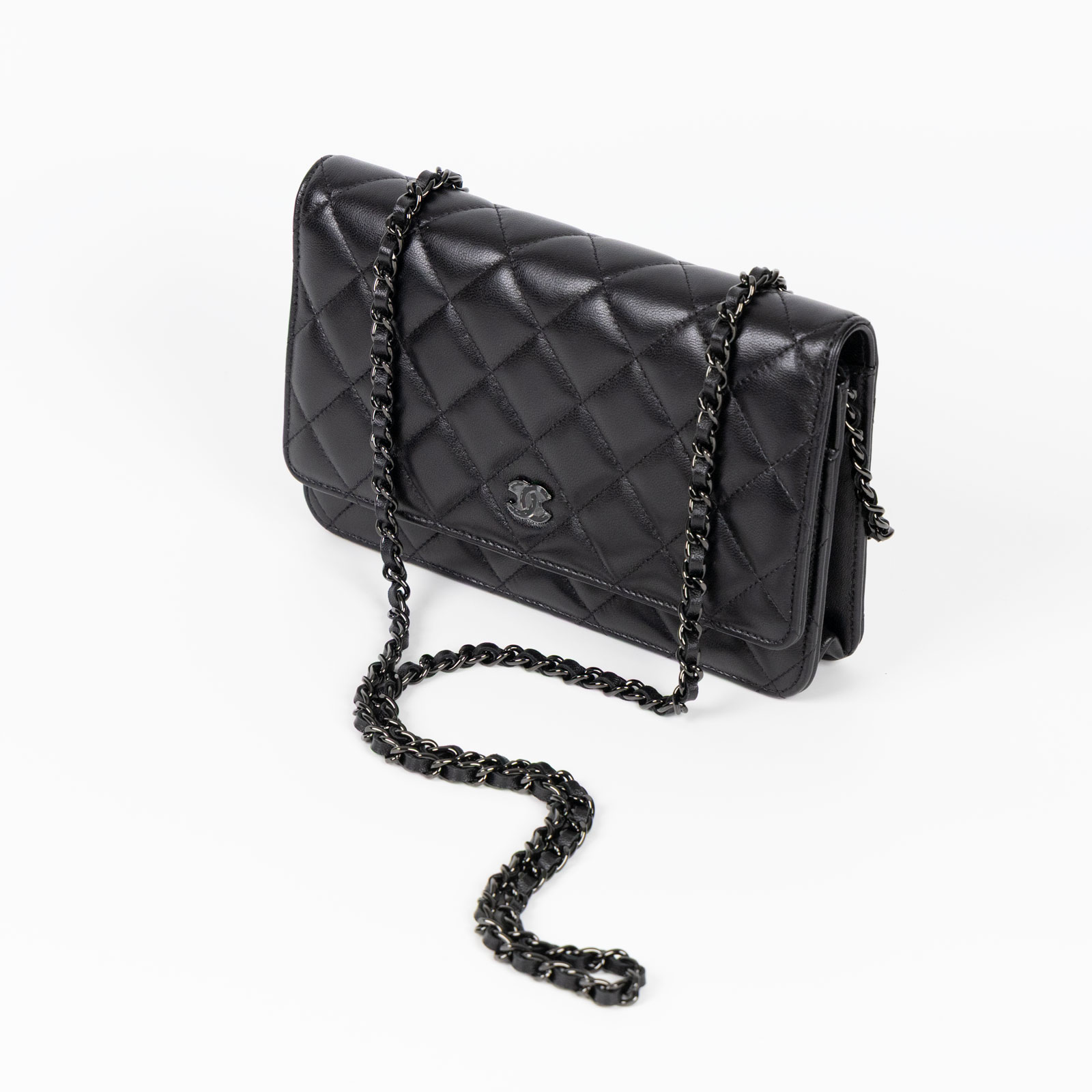 香奈兒 CHANEL So Black Trendy Woc 菱格紋 肩背包  晶片款 黑羊WOC SO BLACK 原廠盒子/防塵袋/購買證明