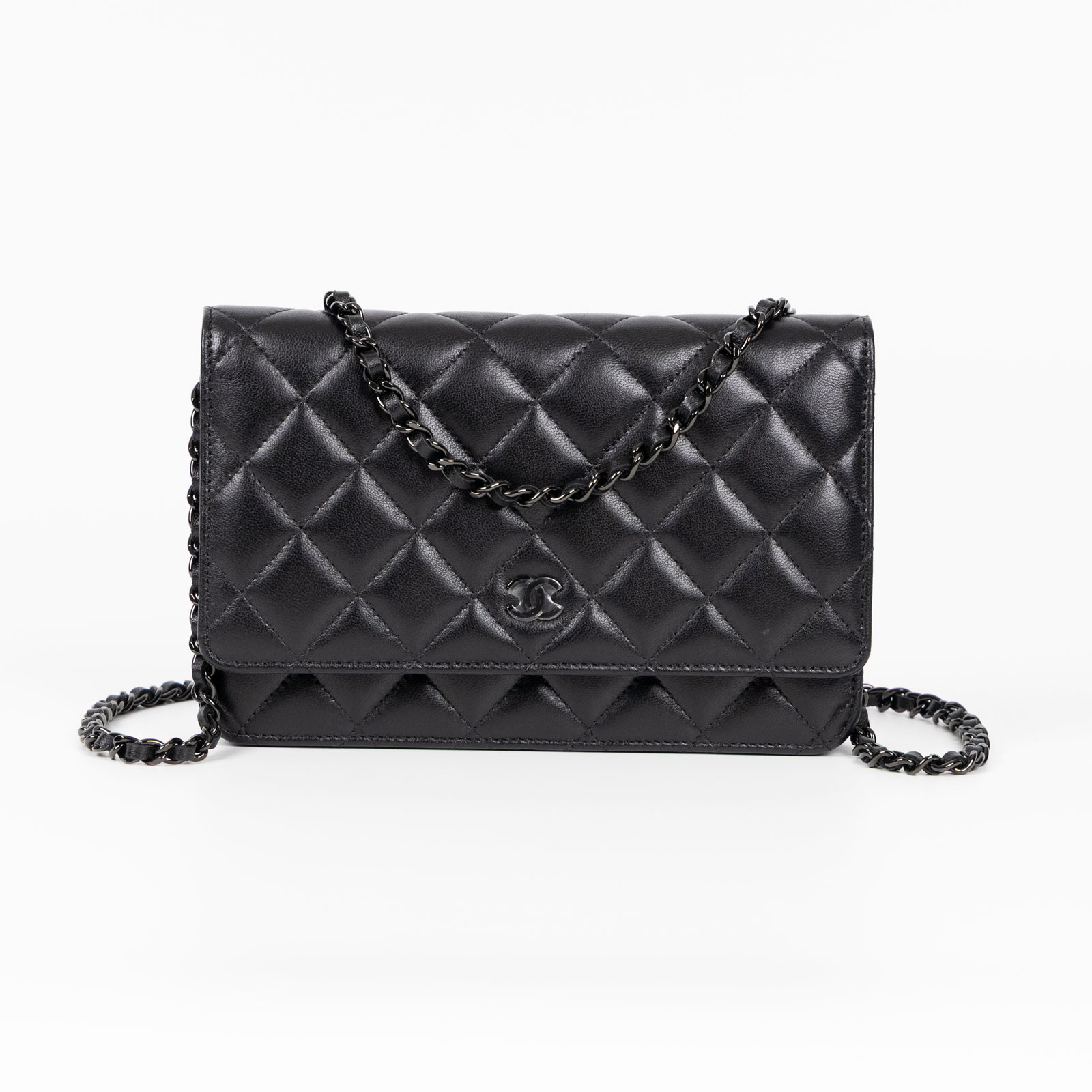 香奈兒 CHANEL So Black Trendy Woc 菱格紋 肩背包  晶片款 黑羊WOC SO BLACK 原廠盒子/防塵袋/購買證明