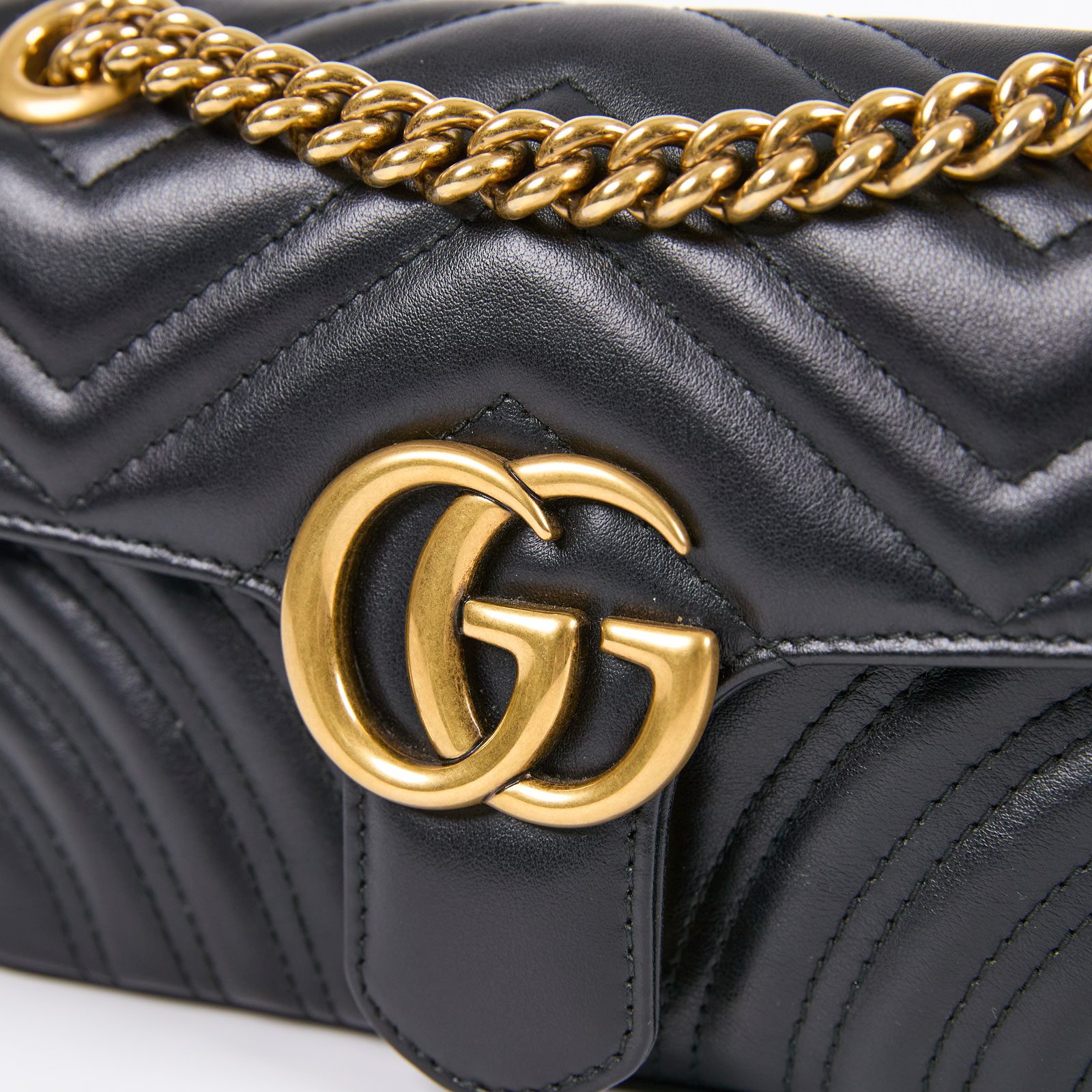 古馳 GUCCI GG Marmont 迷你肩揹袋 446744 黑MARMONT鍊包 防塵袋/購買證明