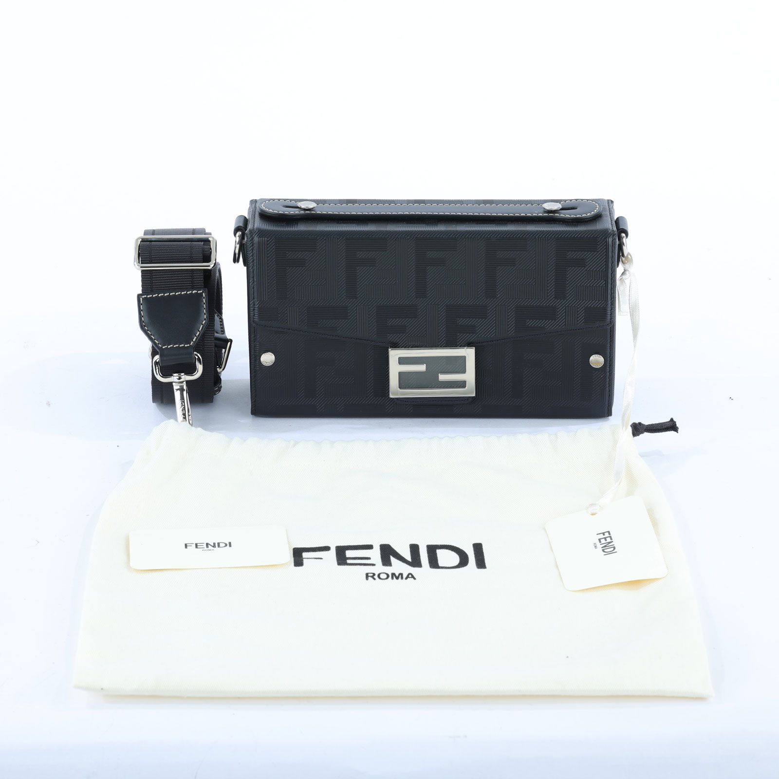 芬迪 FENDI Baguette Soft Trunk 肩背 手提包 7VA565AJF4F 黑SOFT TRUNK BAGUETT 防塵袋