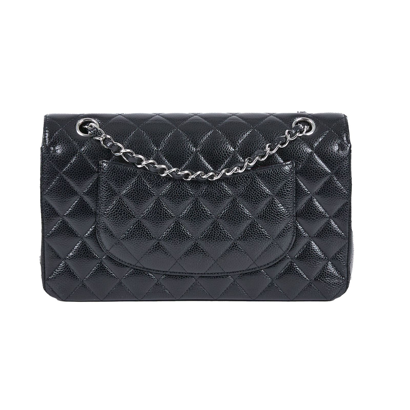 香奈兒 CHANEL CF 經典 口蓋包 A01112 晶片款 黑銀荔枝coco25 無附屬品