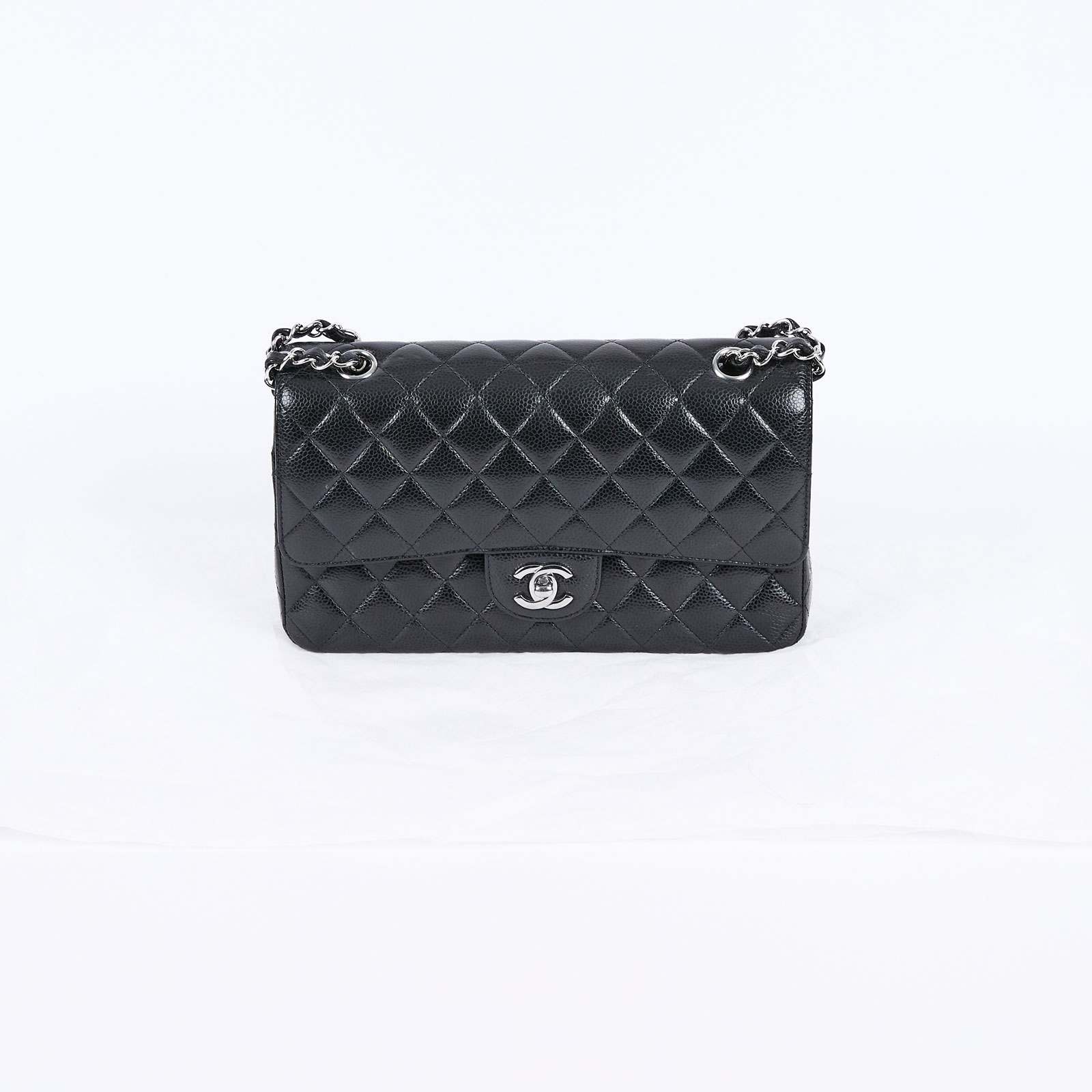 香奈兒 CHANEL CF 經典 口蓋包 A01112 晶片款 黑銀荔枝coco25 無附屬品