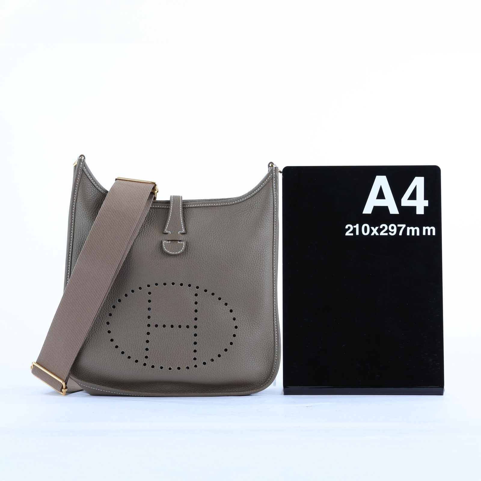 愛馬仕 Hermès Evelyne Bag 伊芙琳包 29 馬蹄型 EV29 U刻 象灰EVELYNE 29 防塵袋 購買證明影本