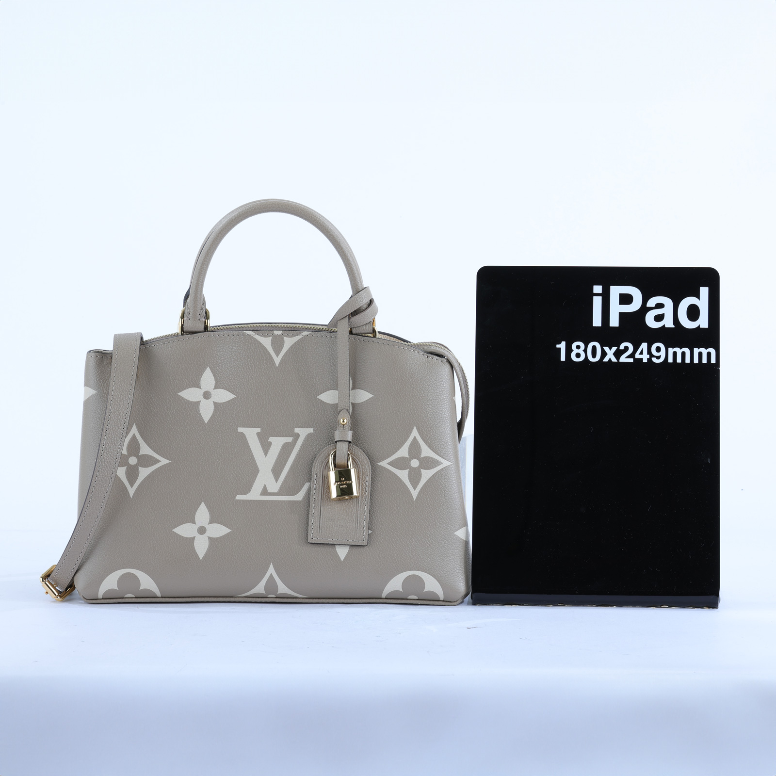 路易威登 LOUIS VUITTON Petit Palais 斑鳩灰奶油 壓花粒面牛皮 手提包 單肩包 M58914 晶片款  原廠盒子/防塵袋/購買證明