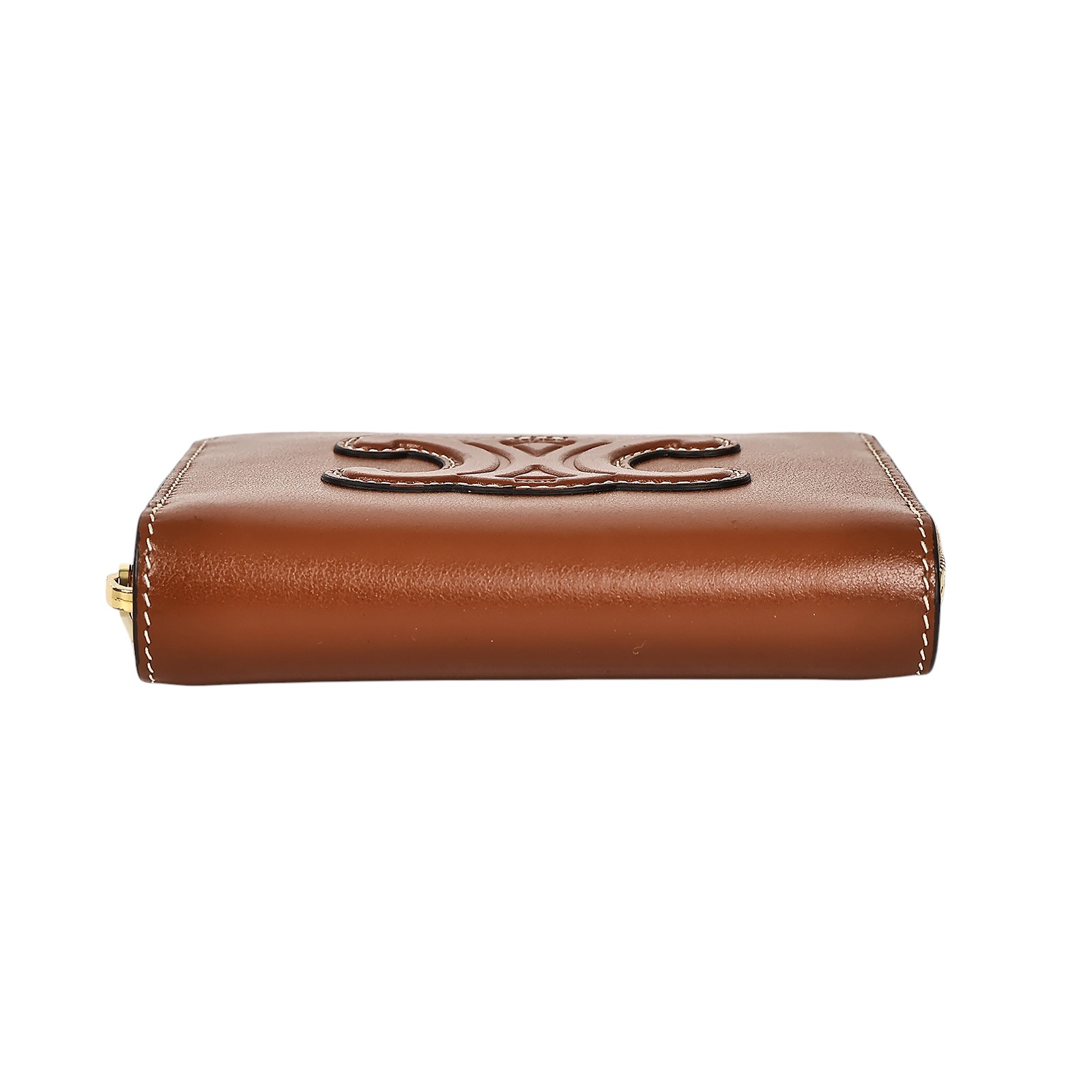 思琳 CELINE TRIOMPHE COMPACT 光滑牛皮革 拉鍊錢包 卡夾 10K533DR8 棕凱旋拉鍊卡包 防塵袋
