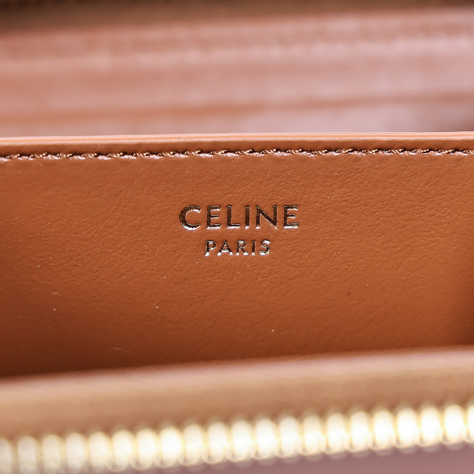 思琳 CELINE TRIOMPHE COMPACT 光滑牛皮革 拉鍊錢包 卡夾 10K533DR8 棕凱旋拉鍊卡包 防塵袋