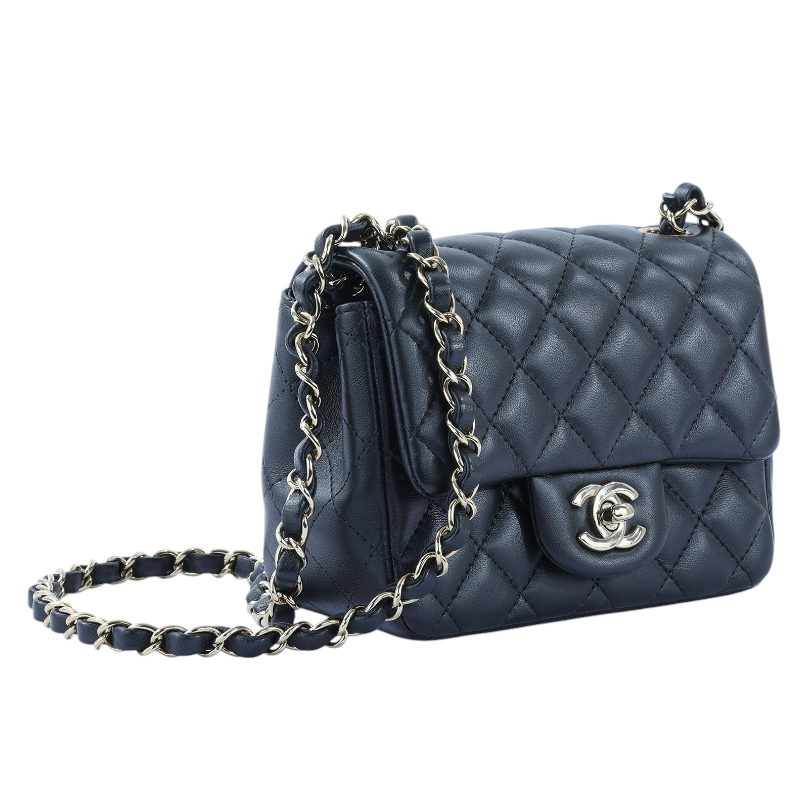 香奈兒 CHANEL CF 方形 迷你 口蓋包 A35200 晶片款 黑淡金方胖 原廠盒子