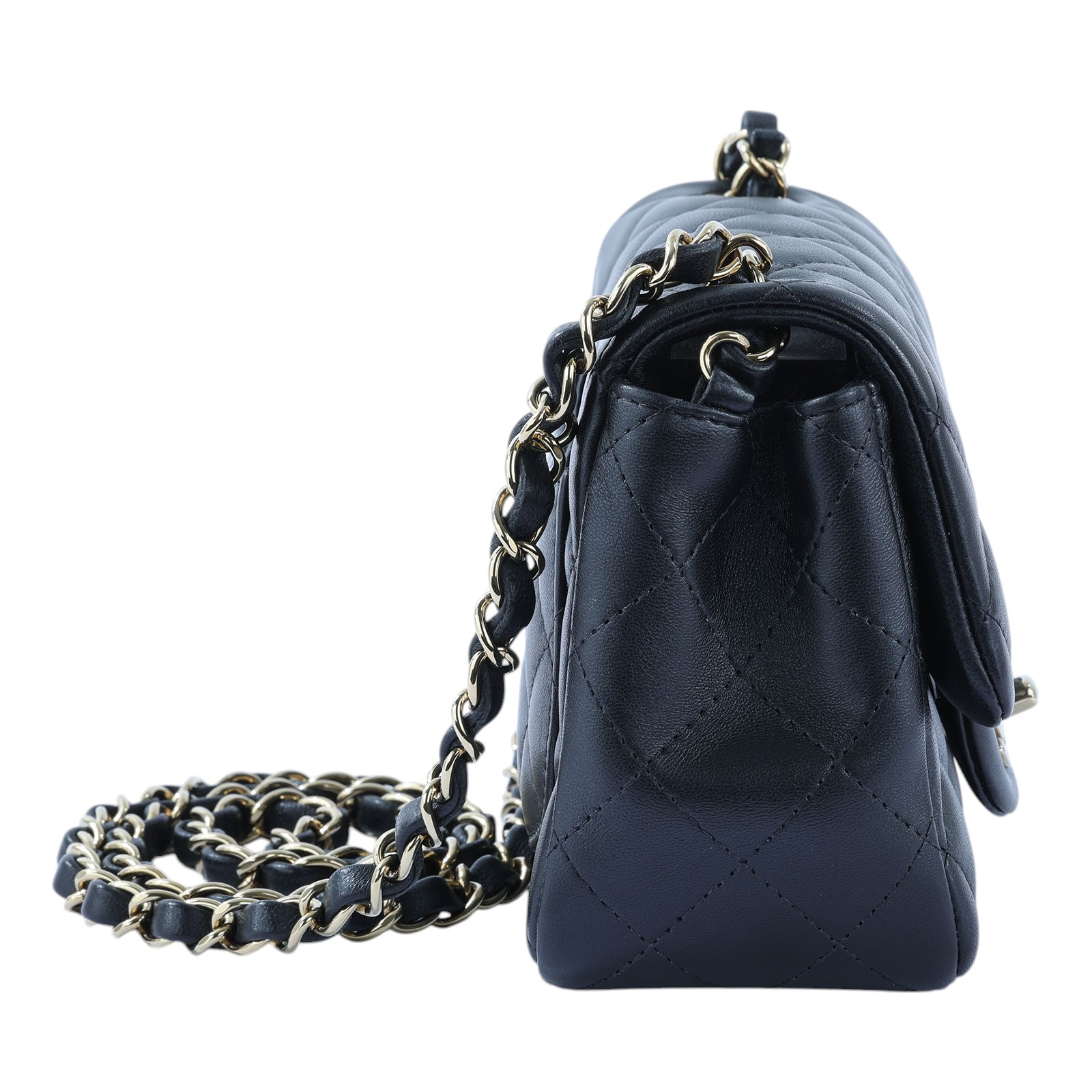 香奈兒 CHANEL CF 方形 迷你 口蓋包 A35200 晶片款 黑淡金方胖 原廠盒子