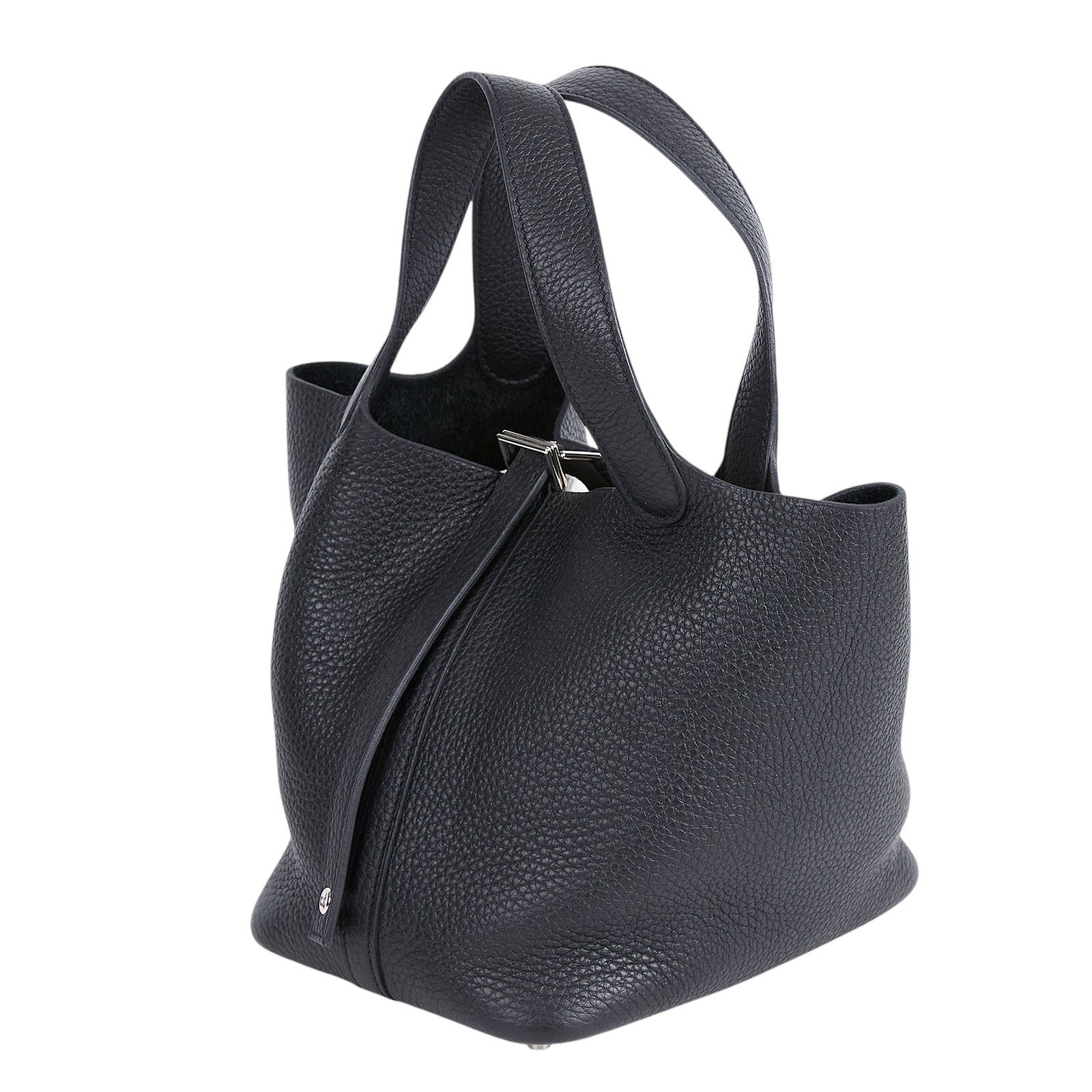 愛馬仕 Hermès Picotin Lock 18 菜籃子包 PT18 U刻 黑銀PICOTIN18 鎖組/原廠盒子/購買證明