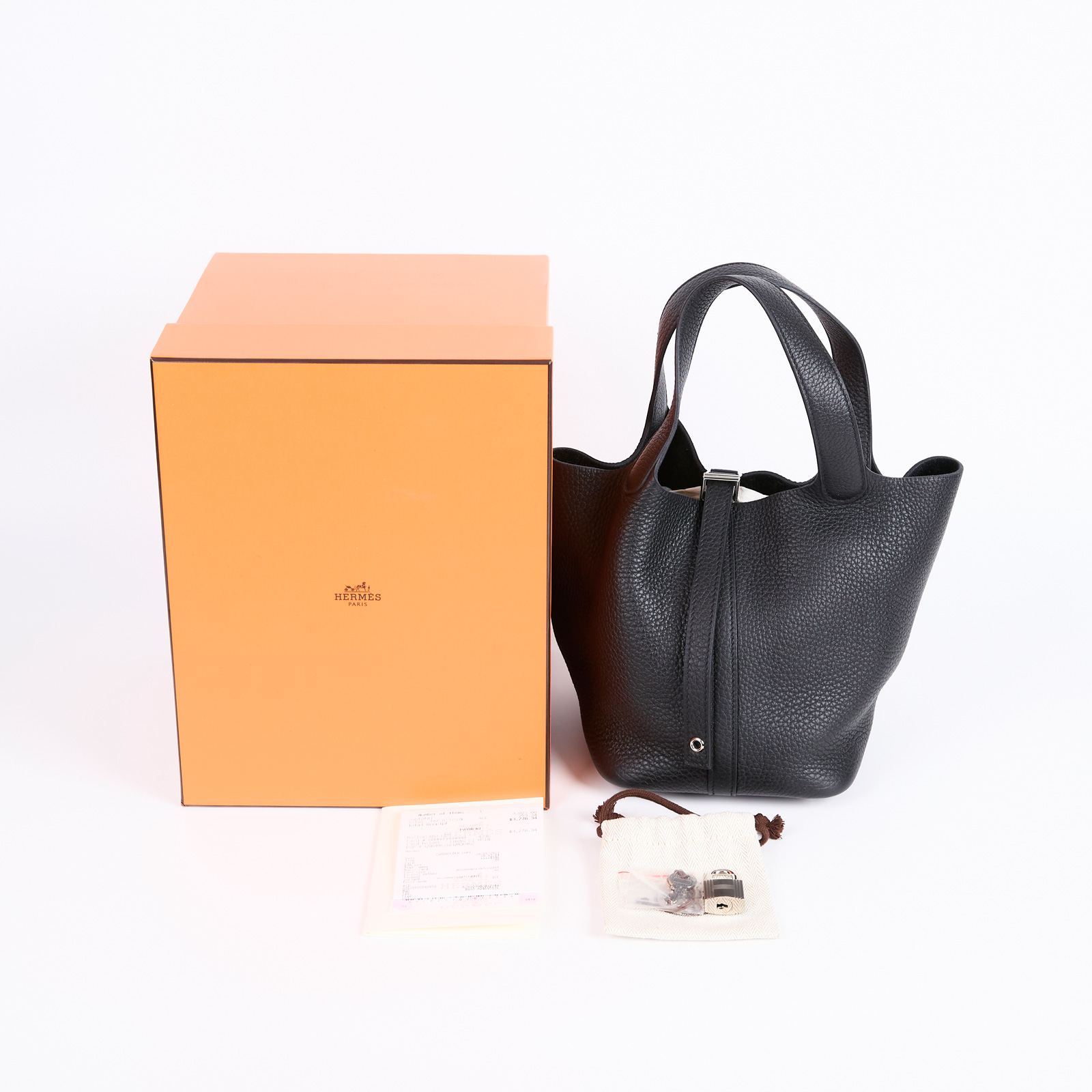 愛馬仕 Hermès Picotin Lock 18 菜籃子包 PT18 U刻 黑銀PICOTIN18 鎖組/原廠盒子/購買證明