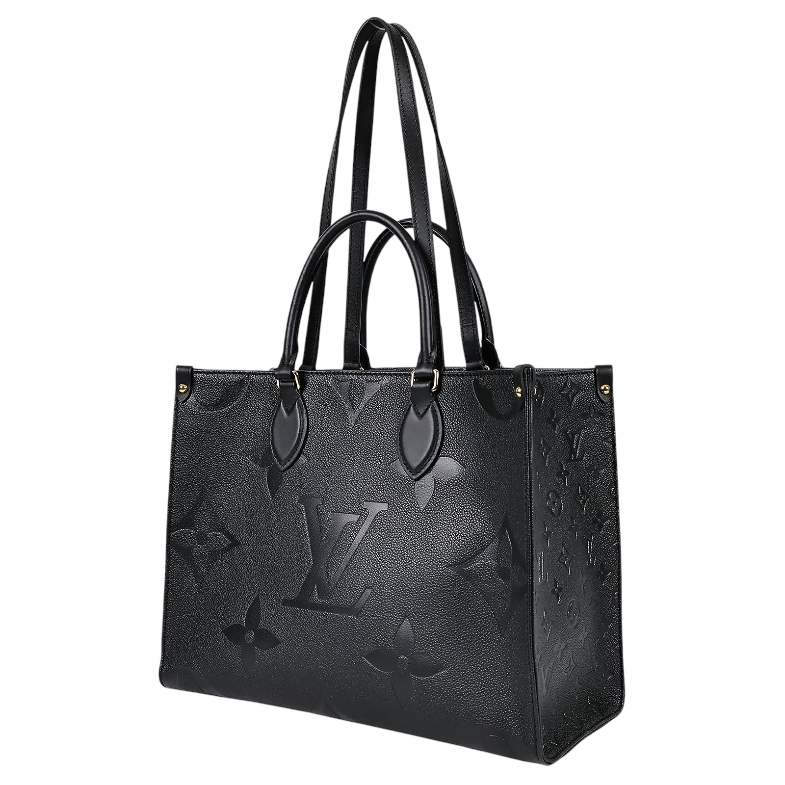 路易威登 LOUIS VUITTON OnTheGo MM 黑色 壓花 手提 肩背包 M45595 晶片款 黑ON THE GO MM 無附屬品