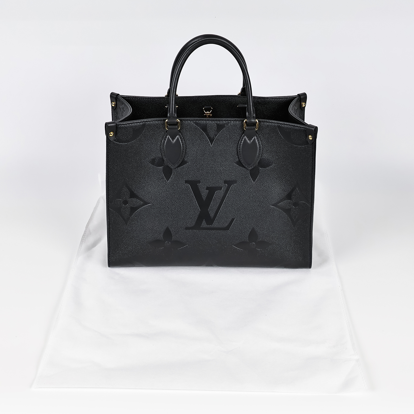 路易威登 LOUIS VUITTON OnTheGo MM 黑色 壓花 手提 肩背包 M45595 晶片款 黑ON THE GO MM 無附屬品