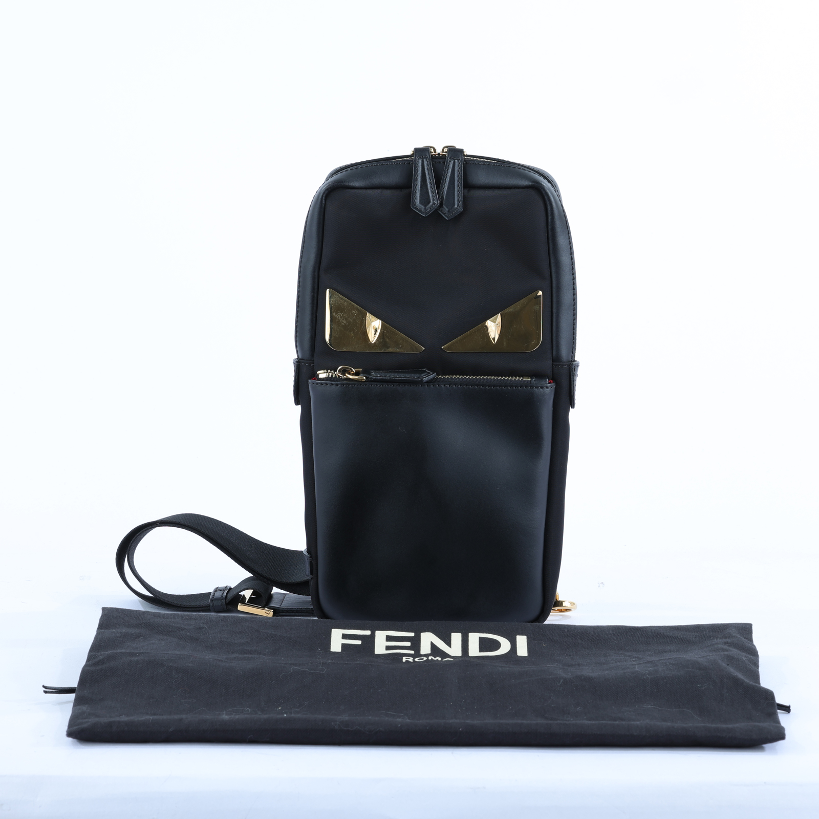芬迪 FENDI 怪獸包 腰包 7VZ033A2FT 黑怪獸腰包 防塵袋