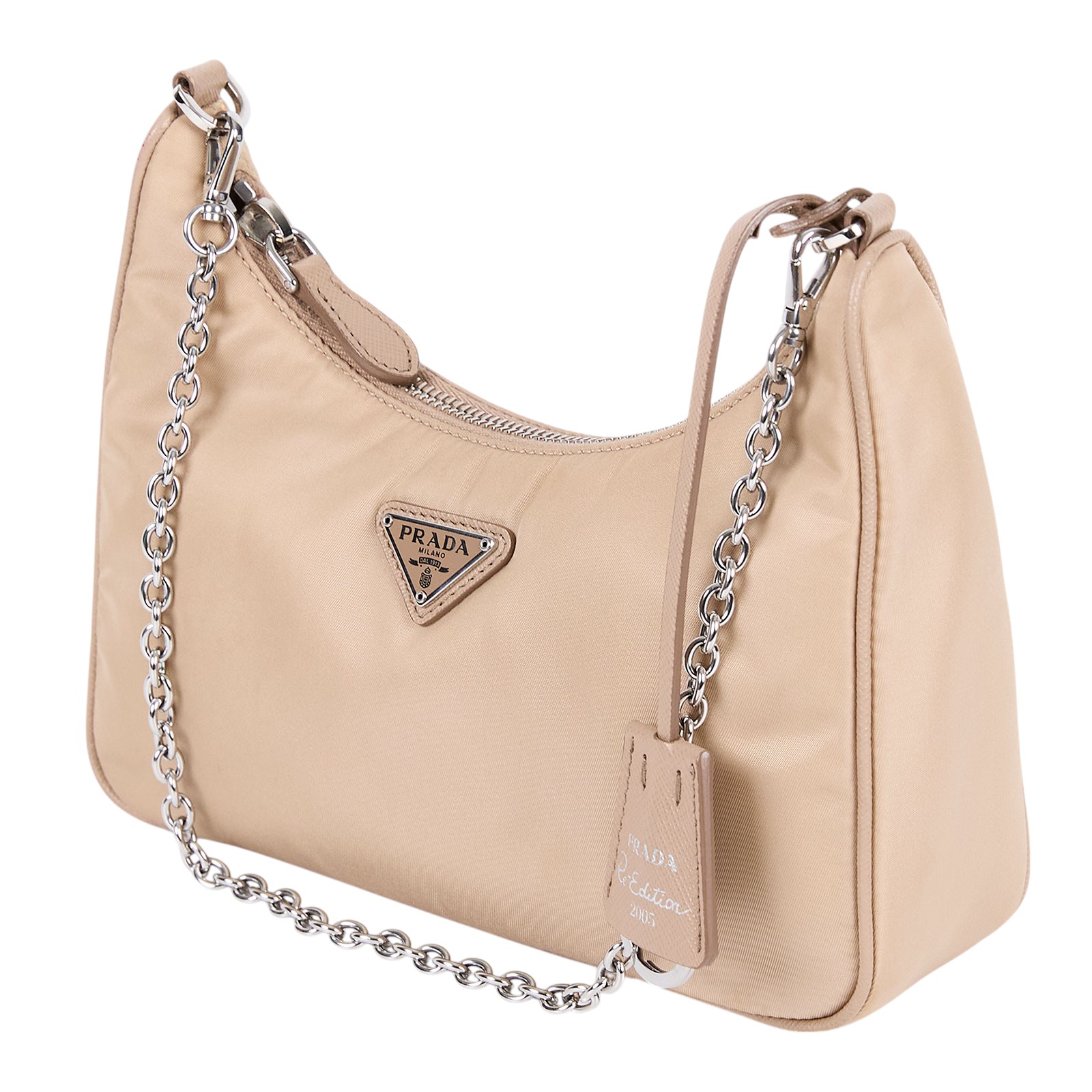 普拉達 PRADA Re-Edition 2005 Re-Nylon 手袋 1BH204_R064 奶茶尼龍三合一 防塵袋