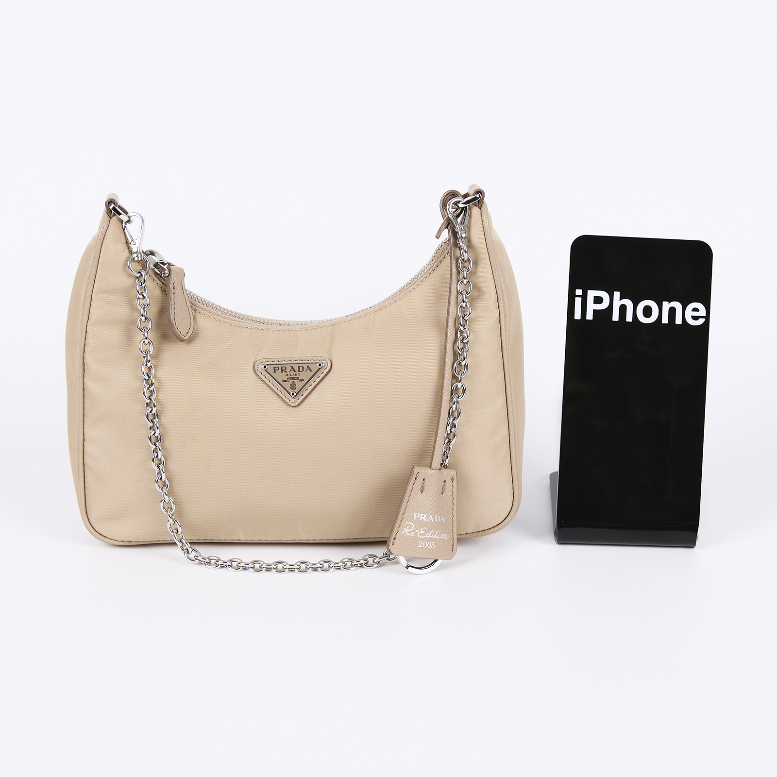 普拉達 PRADA Re-Edition 2005 Re-Nylon 手袋 1BH204_R064 奶茶尼龍三合一 防塵袋