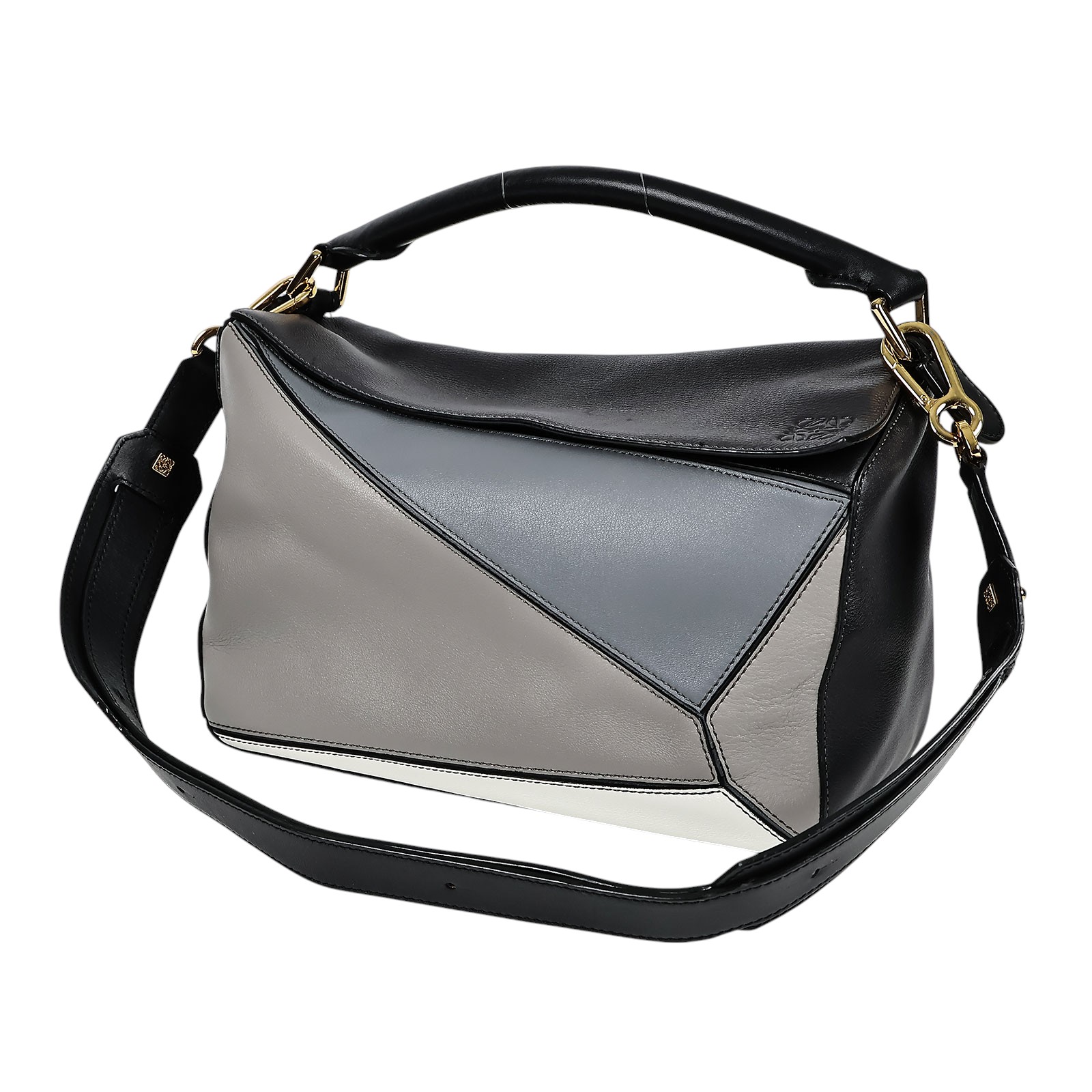 羅意威 LOEWE Medium Puzzle bag 中型 手提 斜背 肩背包  藍灰拚色 PUZZLE MEDIUM 防塵袋