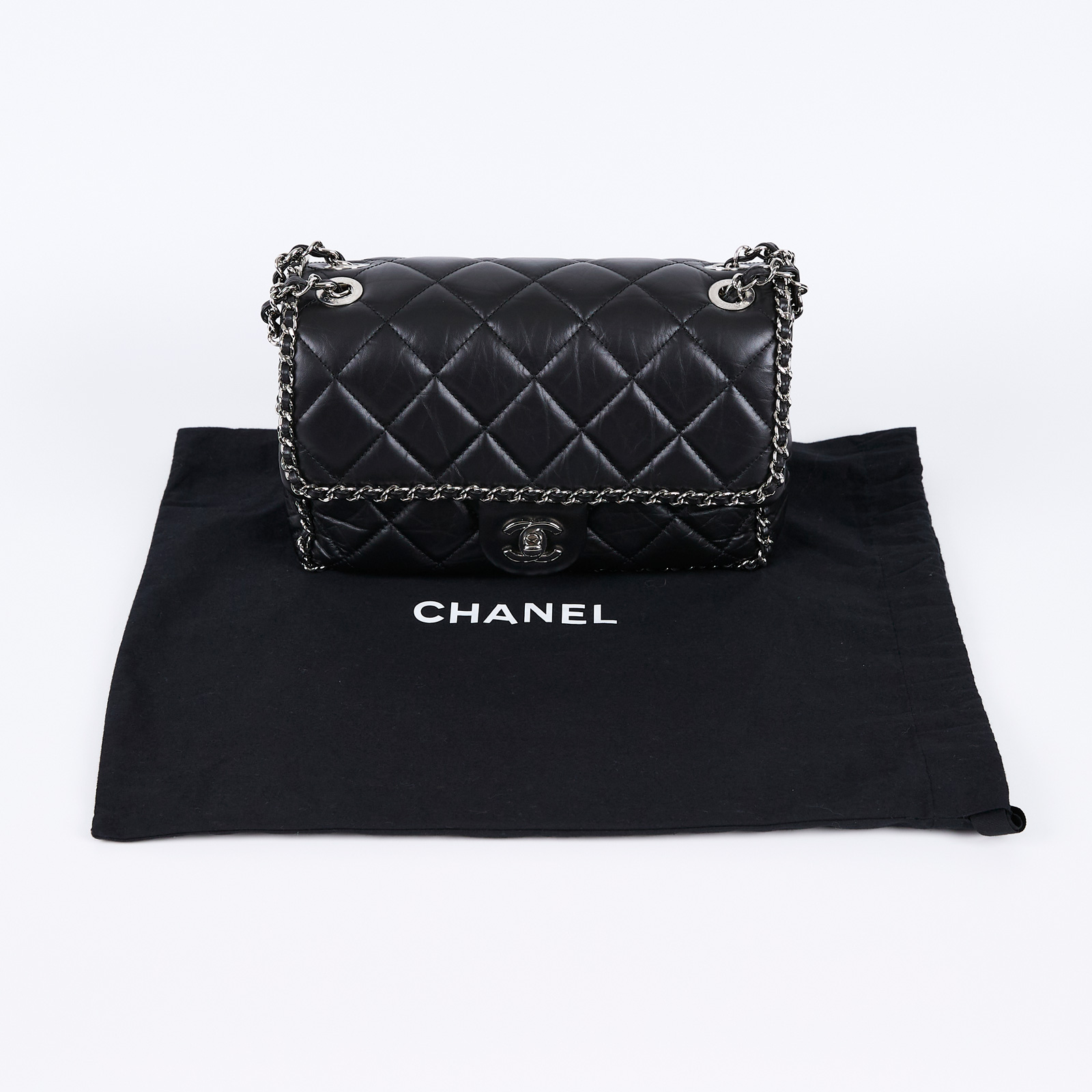 香奈兒 CHANEL 口蓋包 AS1672 菱格鍊帶包 防塵袋