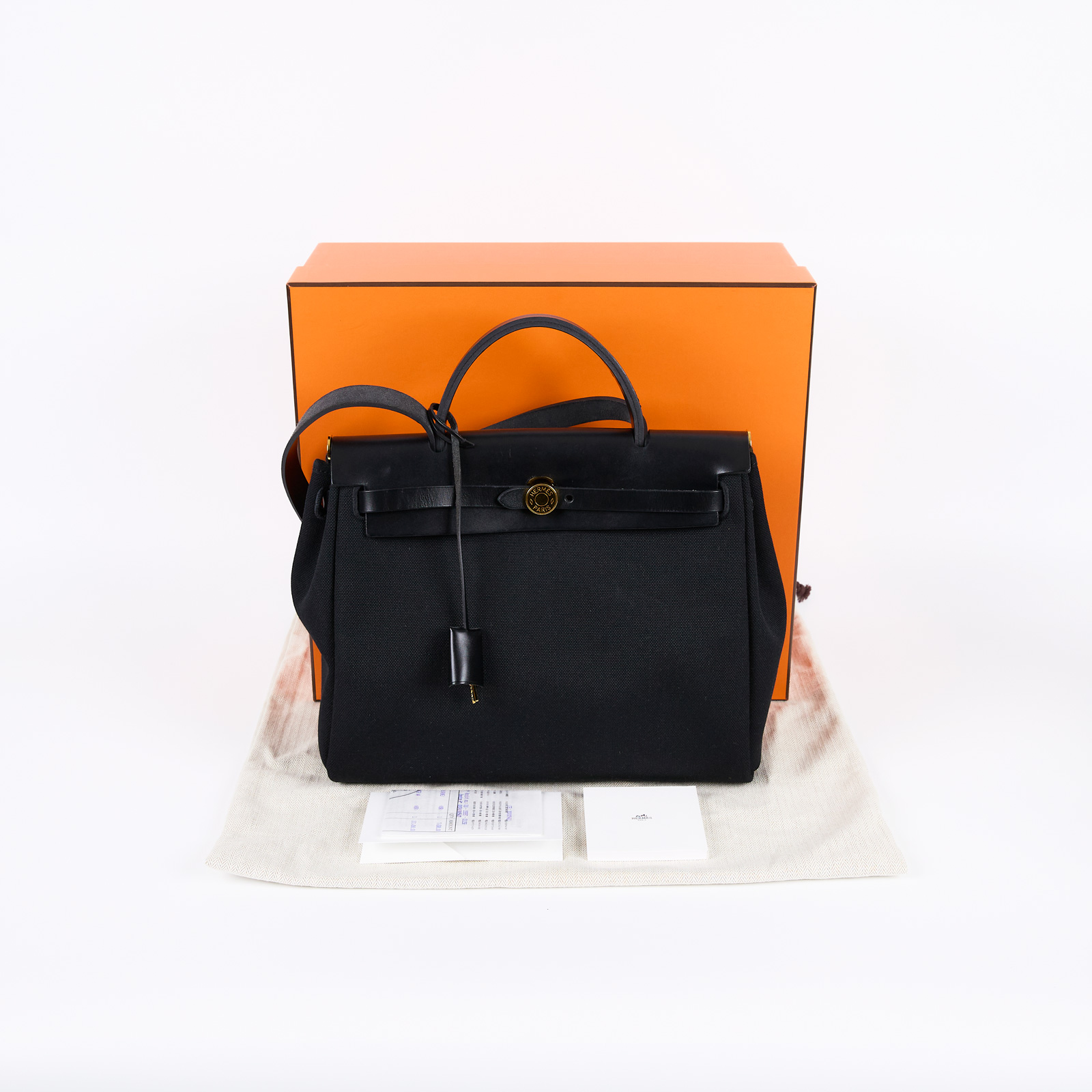 愛馬仕 Hermès Herbag Zip 31 HER31 B刻 黑金HERBAG 31 原廠盒子/防塵袋/購買證明