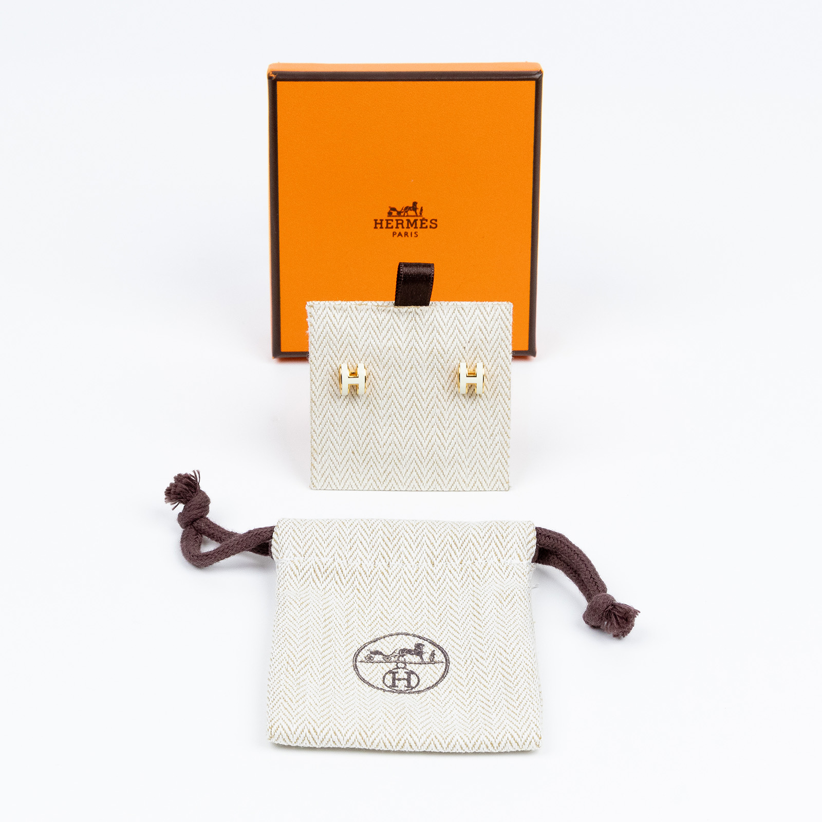 愛馬仕 Hermès Mini Pop H 耳釘 POPHEMINI ST0233 白POP H 耳環 原廠盒子/防塵袋