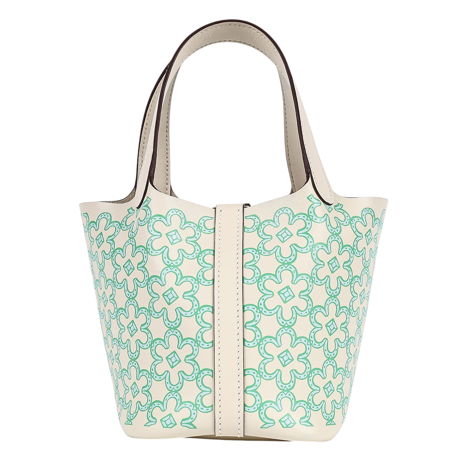 愛馬仕 Hermès Picotin Lock 14 Micro 菜籃子包 PT14 U刻 白綠花PICOTIN14 MICRO 防塵袋