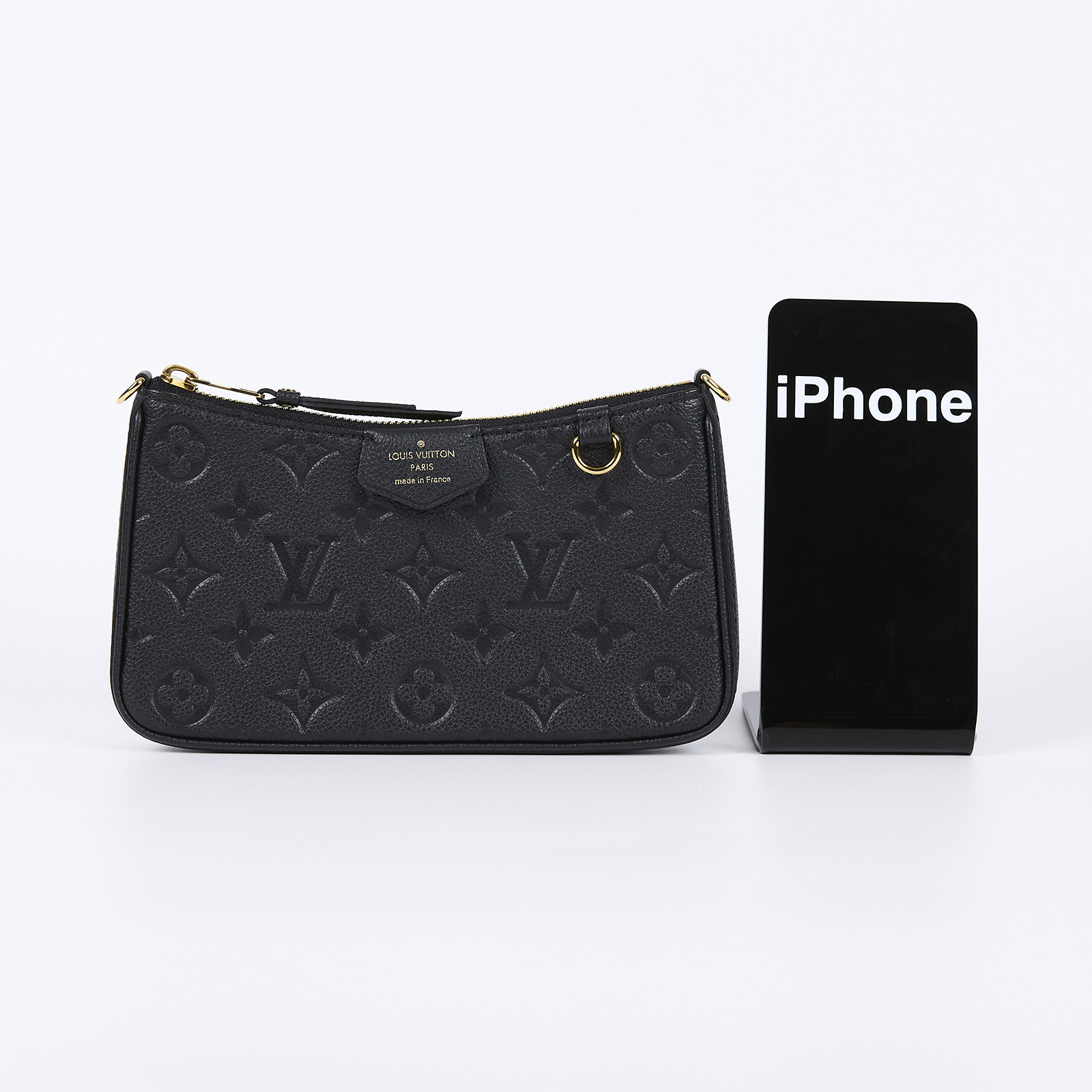 路易威登 LOUIS VUITTON Easy Pouch On Strap 壓紋牛皮二用包 黑色 M80349 原廠盒子/防塵袋/購買證明