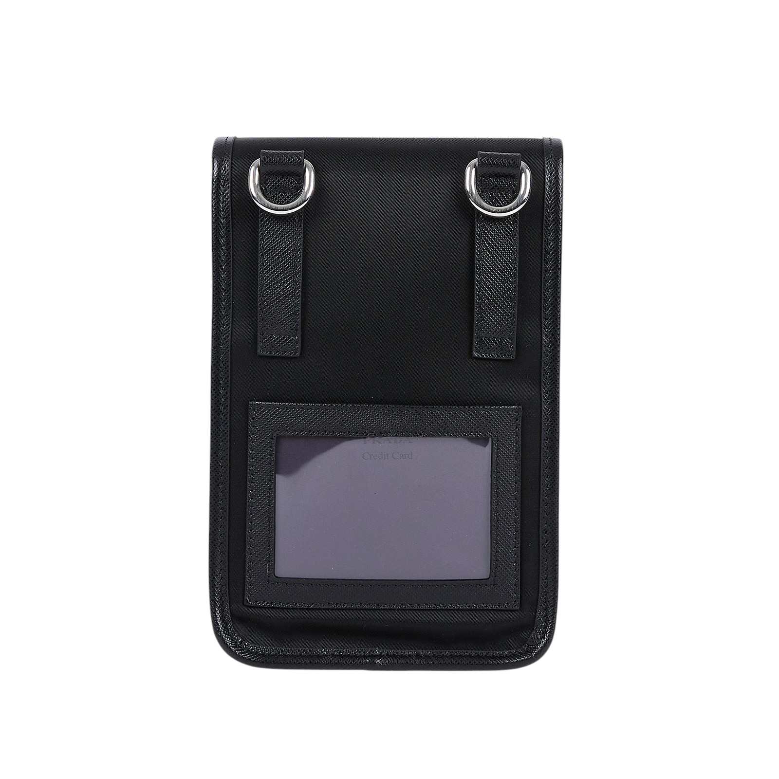 普拉達 PRADA Re-Nylon Saffiano 皮革 智慧型手機 保護套 2ZH109_2DMH 黑尼龍手機包 原廠盒子/保證卡